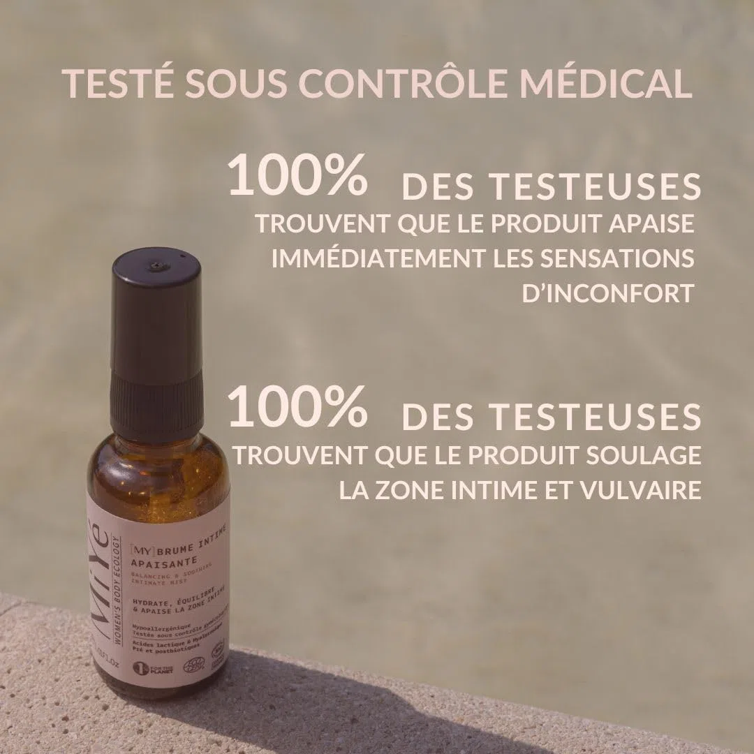 Brume intime apaisante BIO | Probiotique flore intime, acide hyaluronique & acide lactique | Hydrate rééquilibre & anti odeur | 30 ml, MiYé