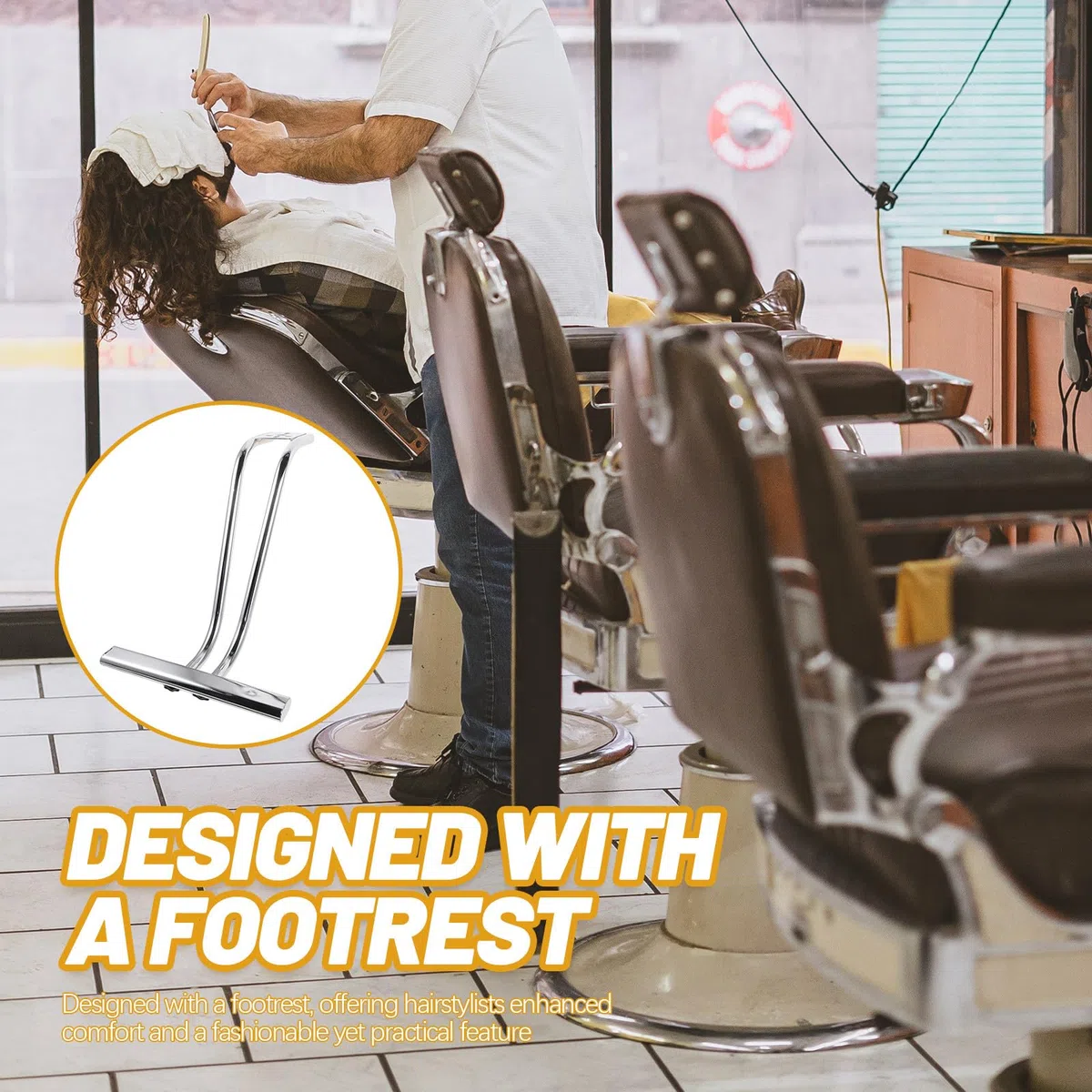 Cabilock Repose-Pieds pour Fauteuil de Salon en Acier Inoxydable, Pédale Stable et Solide, Accessoire Pratique pour Fauteuils de Coiffure et Barbiers Professionnels