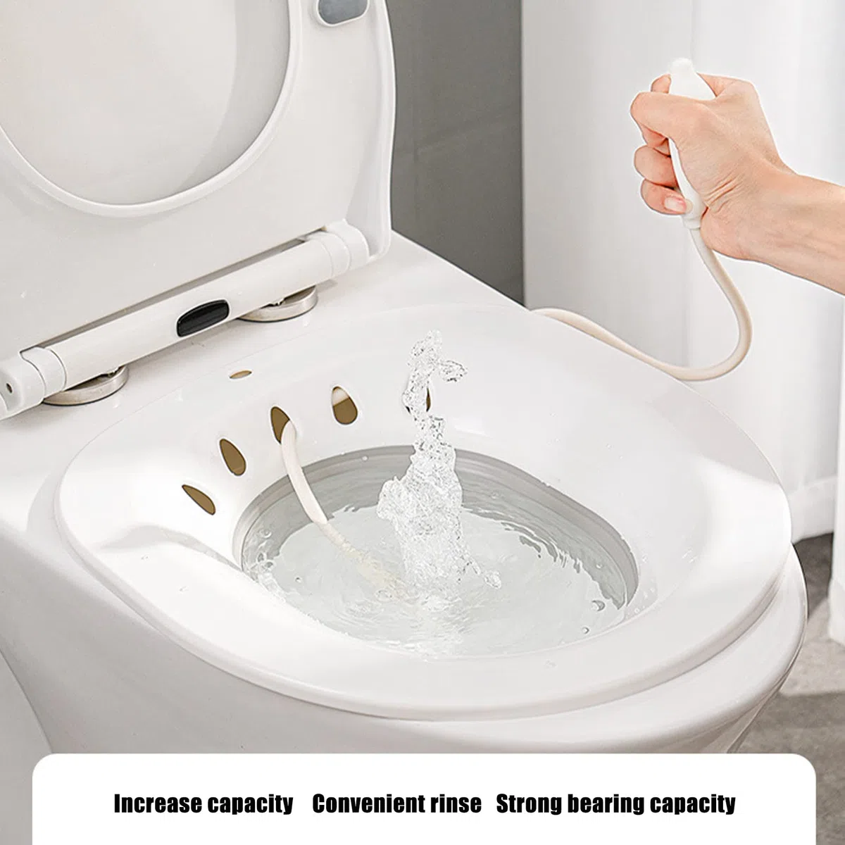 Garosa Bain de Toilette Lavable avec Chasse d'eau Soins Post-Partum Apaise Les Hémorroïdes Siège de Toilette Pliable Bain Bidet sans Accroupissement et Jetable Gris