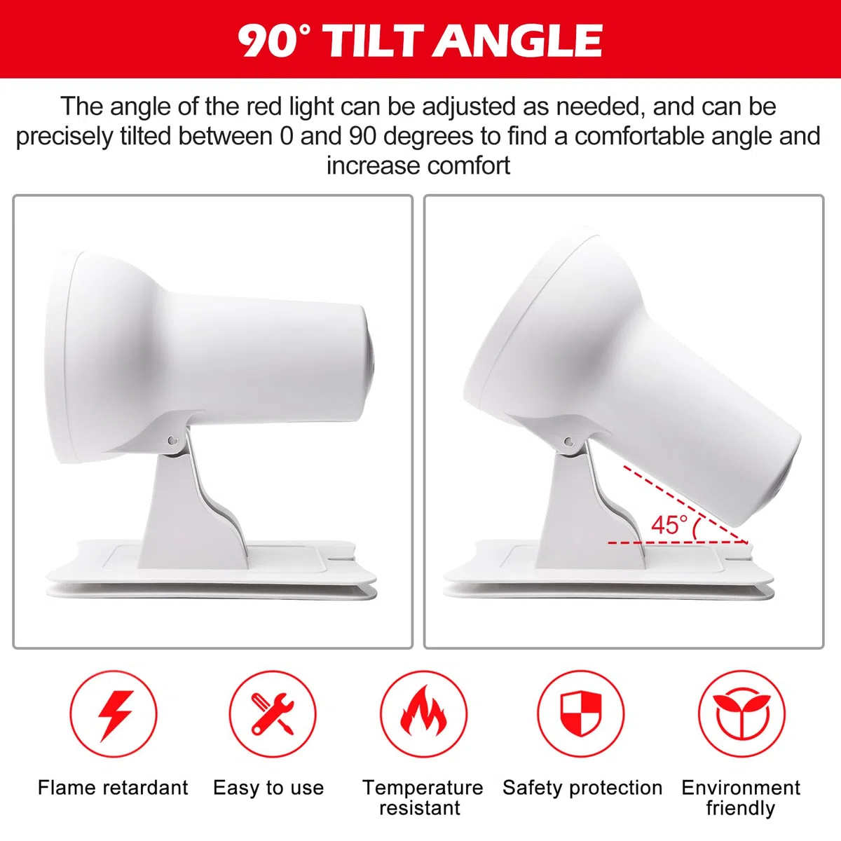 SUNOYA Lampe À Lumière Rouge 150 W, Lampe Infrarouge, Lampe Chauffante Rouge, Pour Soulager La Fatigue Musculaire et Offrir Une Chaleur Relaxante - Angle Réglable Pour Un Confort Optimal