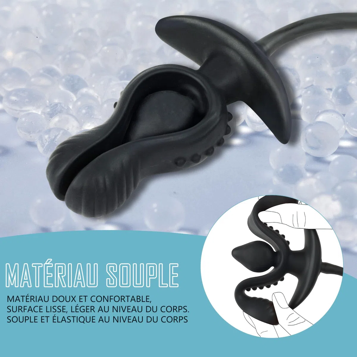 Plug Anal Gonflable en Silicone, Fleur avec Pompe Amovible – Grand Dilatateur Anal pour Stimulation de la Prostate, Sex Toy pour Hommes et Femmes