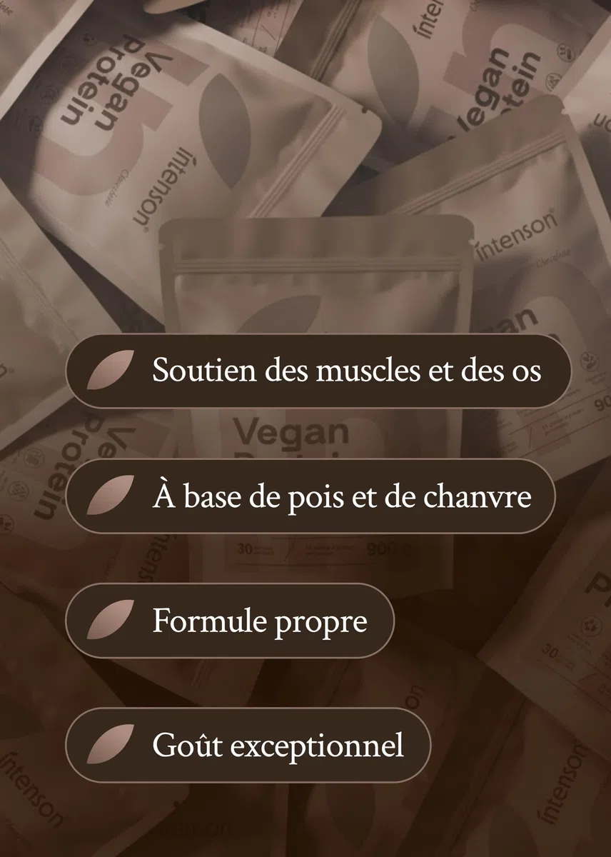Intenson Vegan Protein Powder Chocolat, 900 g, 21 g de Protéines par Portion, 30 Portions, Mélange Pois & Chanvre, 100% Végétal, Sans Lactose, Sans Gluten, Sans Sucre, Formule Clean