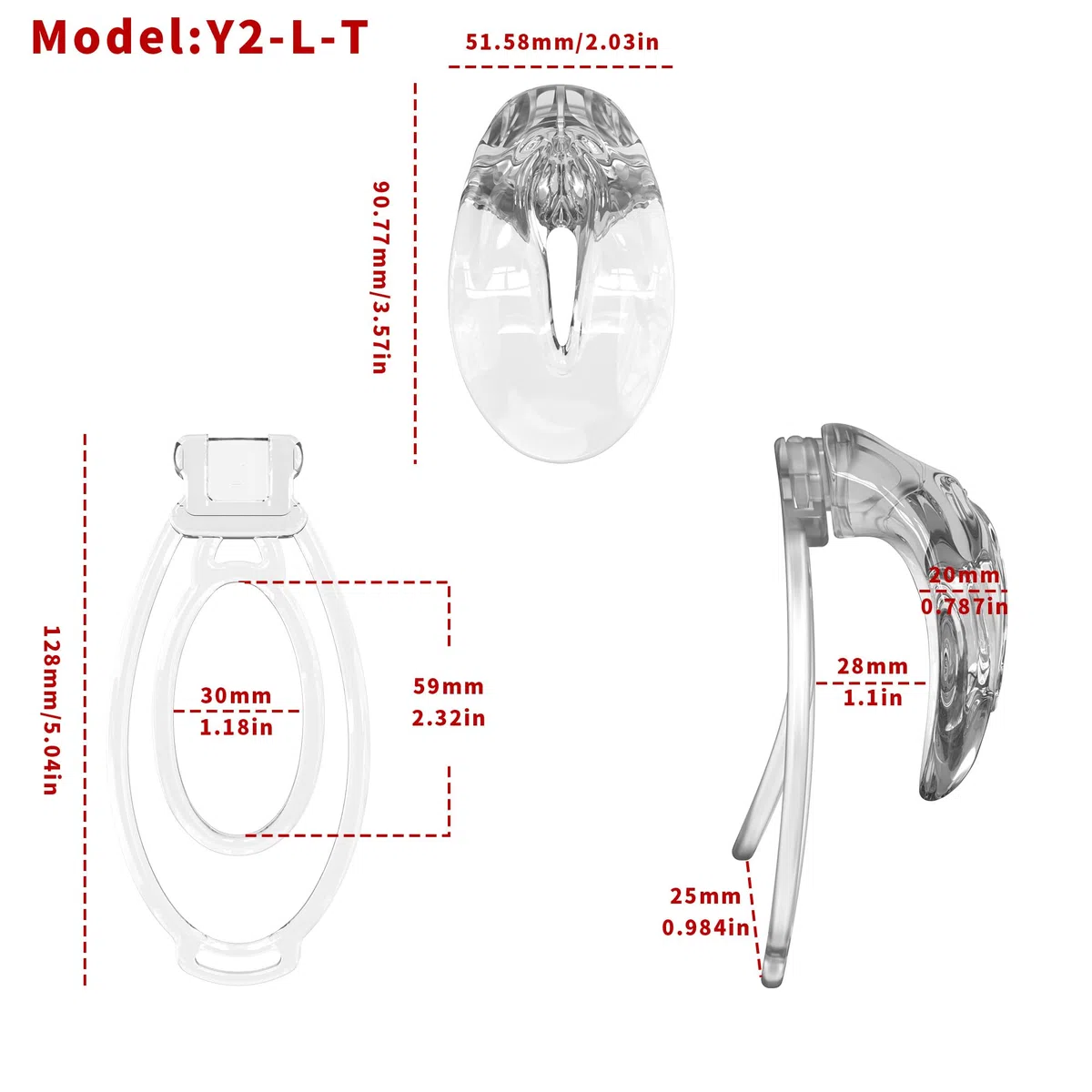 Cage de protection pour hommes, douce pour la peau, avec 3 clips, plusieurs styles disponibles-FRLZB012Y (Transparent + Transparent 3 anneaux)