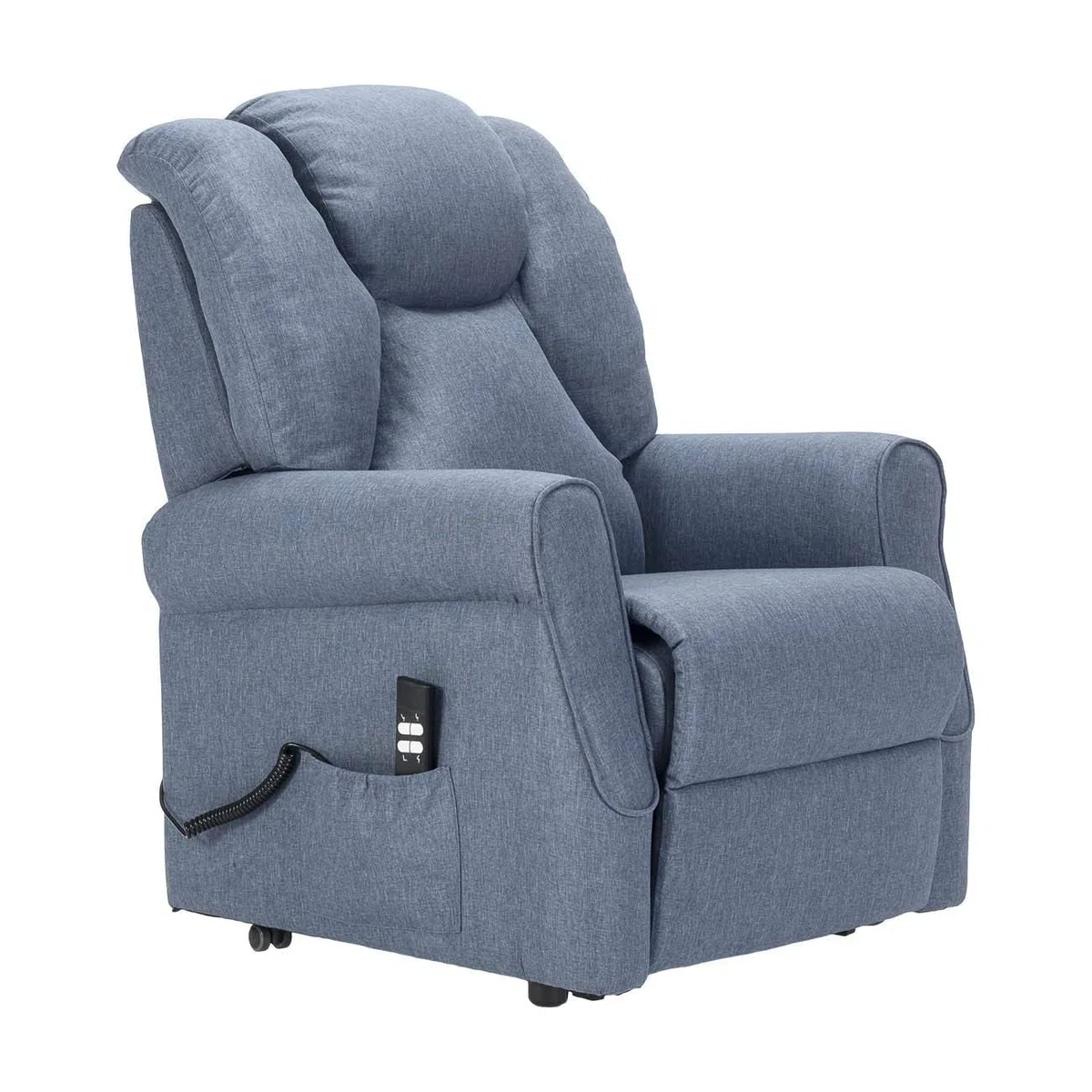 Angela 2 Moteurs Fauteuil releveur Relax Dispositif Médical système de Roue Doux siège à Micro-Ressorts résistant aux Taches fauteuils inclinables Bleu Denim