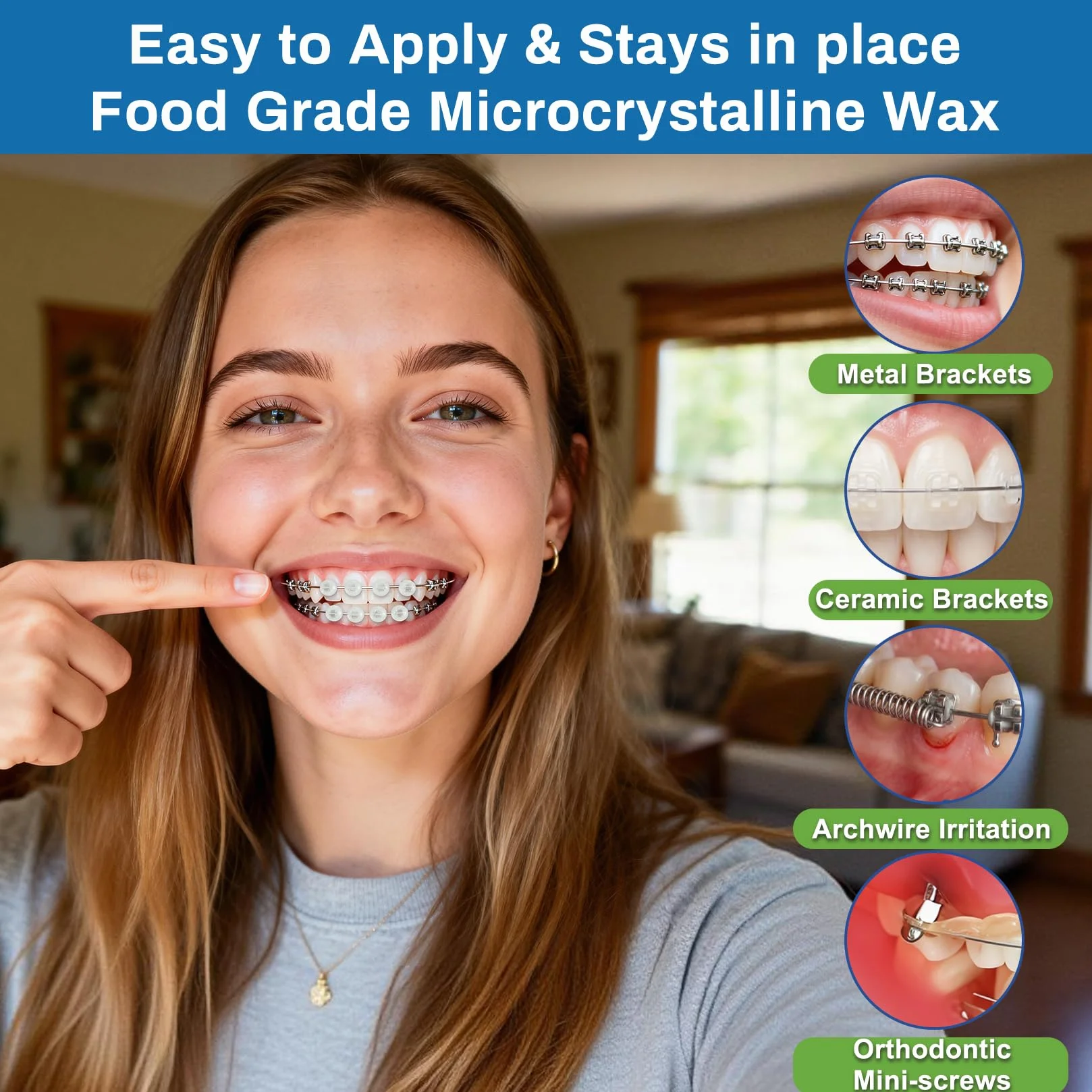 Lot de 10 boîtes de cire orthodontique pour appareils dentaires - 500 perles de cire dentaire prédécoupées - Sans danger pour les enfants et les adultes - Goût doux de menthe