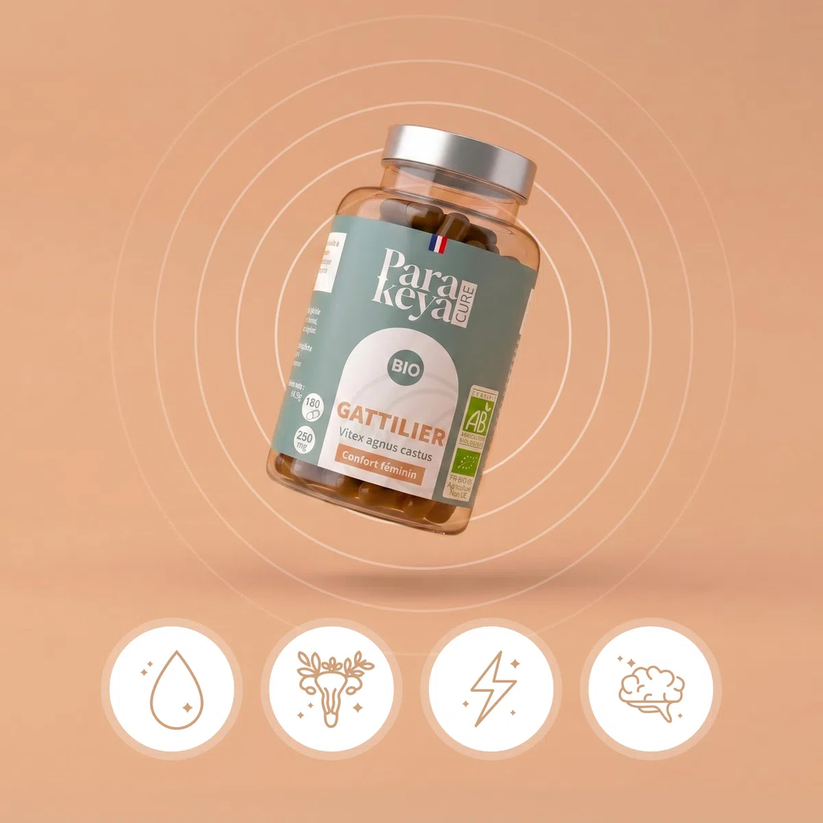 Gattilier Bio 250 mg - 60 gélules - Confort menstruel & équilibre au quotidien - Complément alimentaire