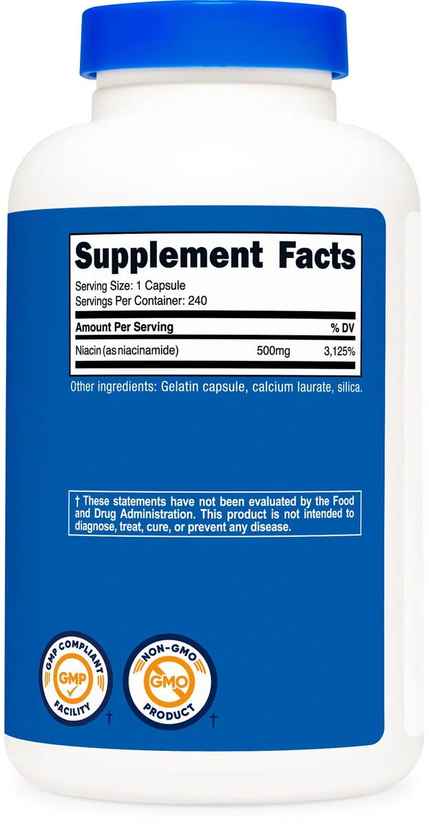 Nutricost Vitamine B3 Niacinamide 400mg, 120 Capsules - Sans Gluten, Non-OGM, Sans Soja, Sans Flush de Niacine, Boost d'Énergie, Qualité Premium
