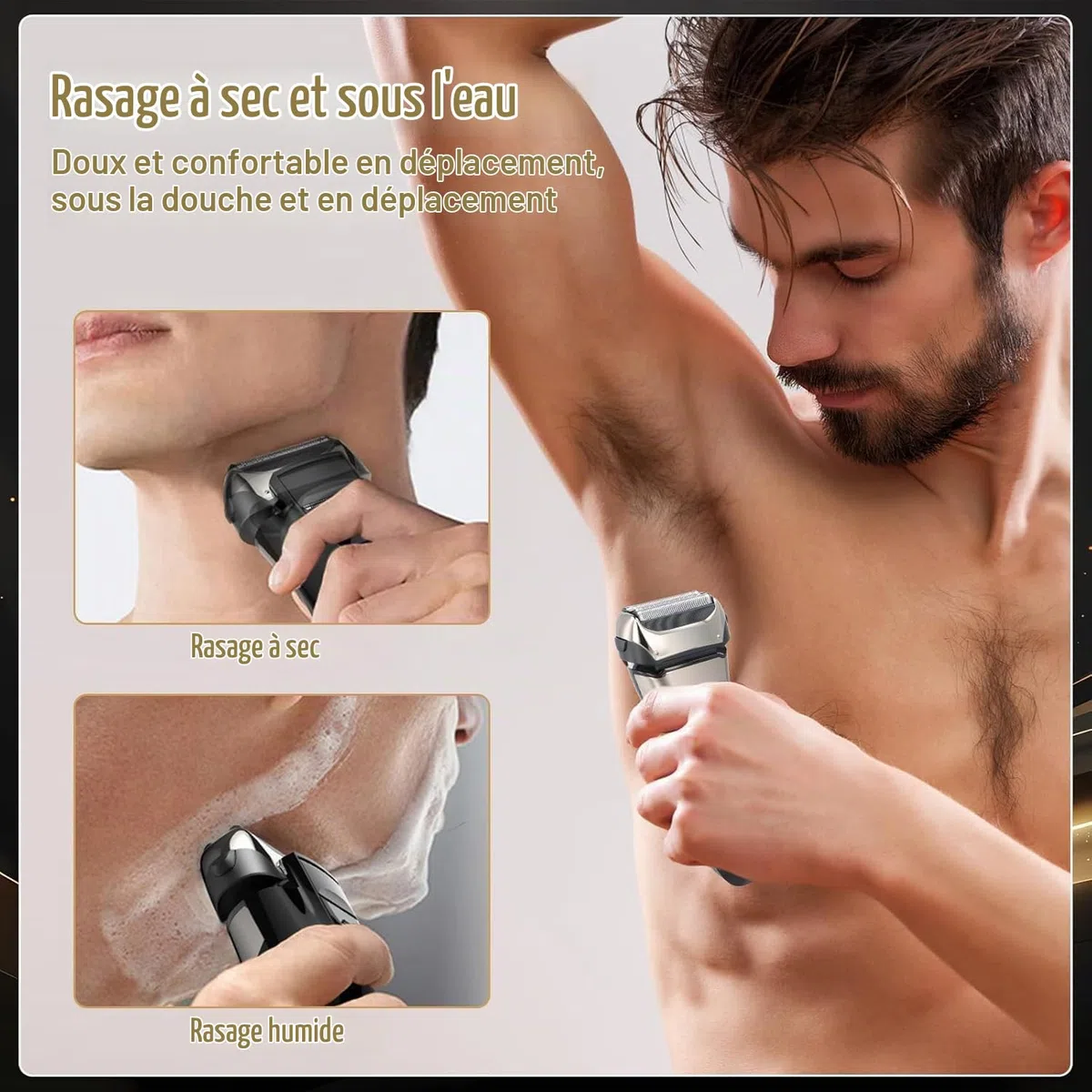 2 en 1 Rasoir Electriques Hommes, avec Écran LCD, Tondeuse Barbe, Rasoir Électrique Rechargeable pour Homme, Wet & Dry, Étanche, Rasage Précis et Doux, pour Soins Corps, Cheveux et Visage