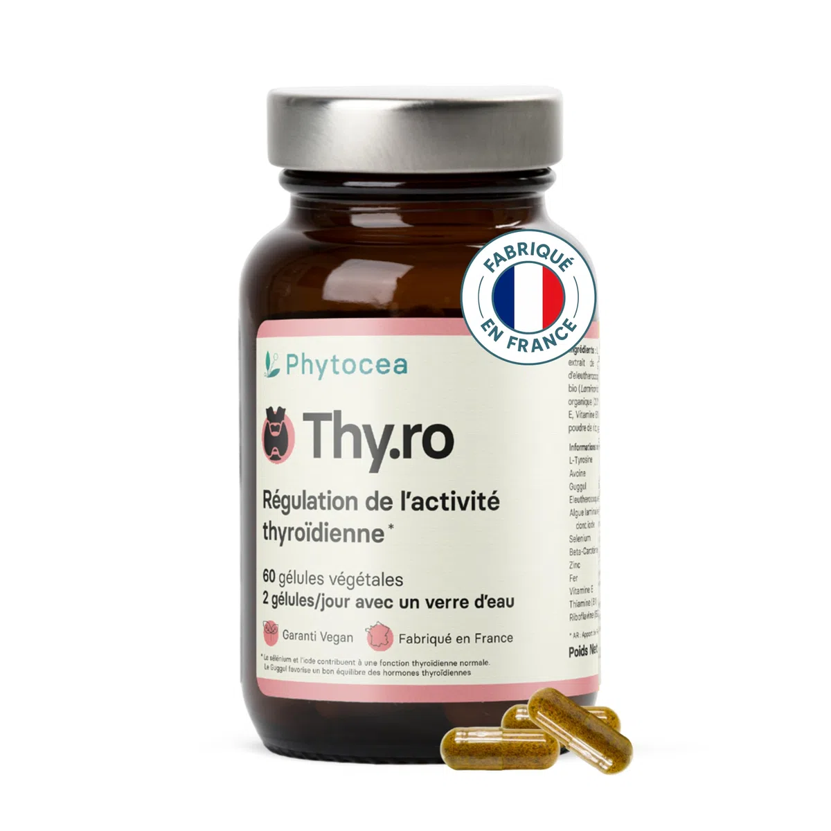 Complément Alimentaire, Régulation Optimale de la Thyroïde | Iode, Selenium, Zinc, Fer, Vitamines B1, B2 | L-Tyrosine, Avoine | Vegan, Extraits Végétaux BIO | Complement Fabriqué en France