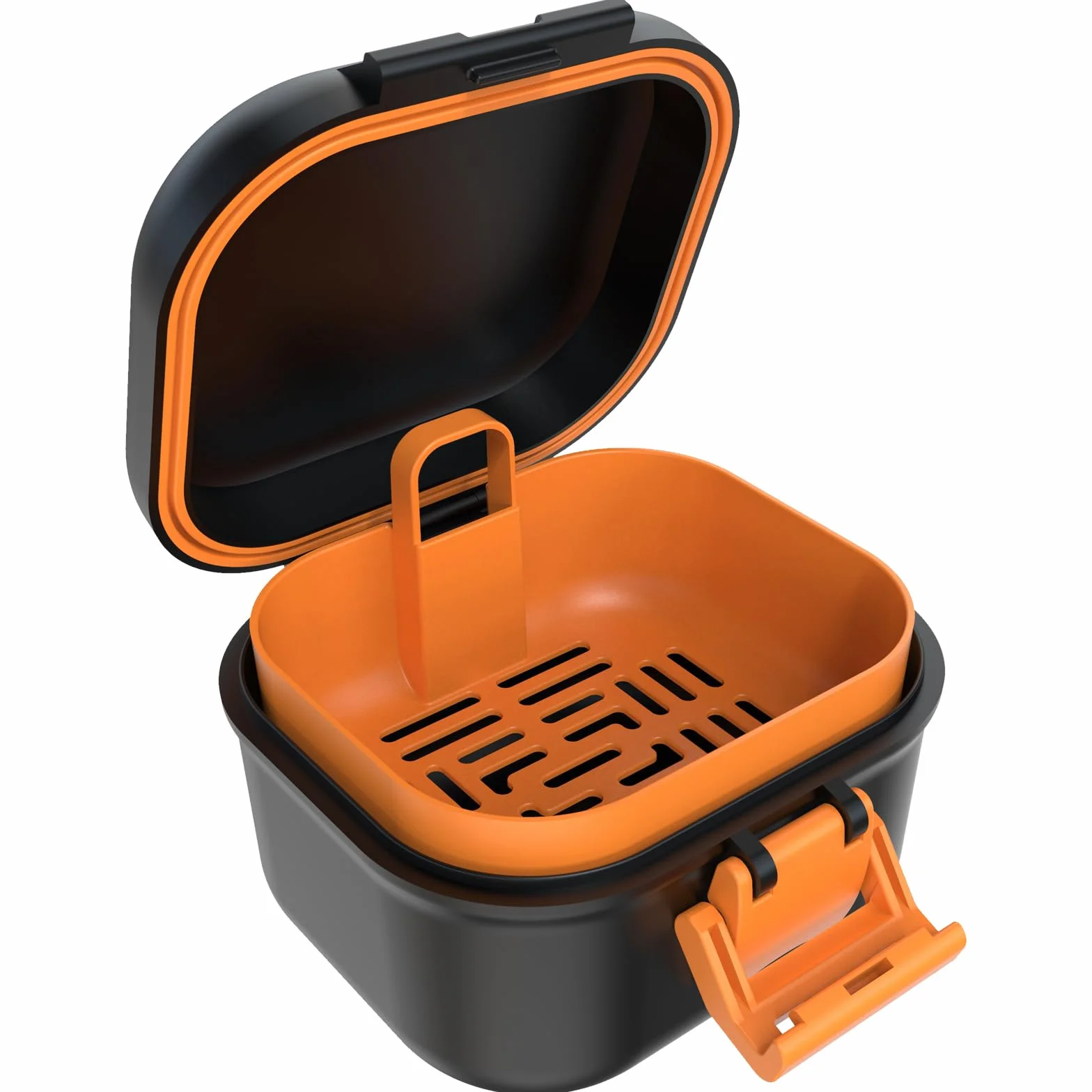 ARGOMAX Boîte de prothèse anti-fuite, boîte à prothèses dentaires portable avec tamis, pour prothèses dentaires et appareils dentaires (noir + orange).