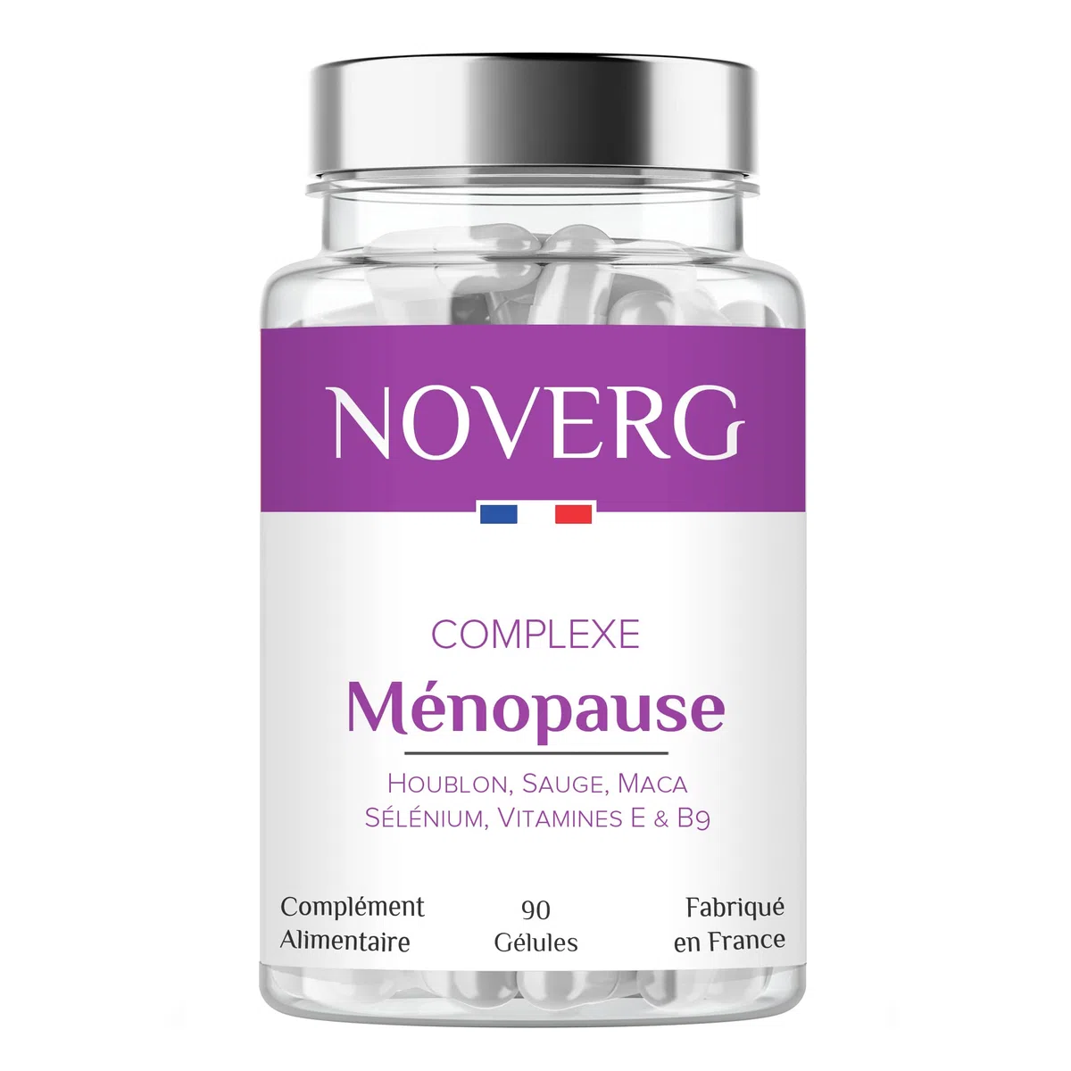 Ménopause | Bouffées de chaleur, Transpiration, Agitation et Irritabilité | Houblon, Sauge, Maca, Sélénium, Vitamines E & B9 | Vegan | 90 Gélules | Fabriqué en France