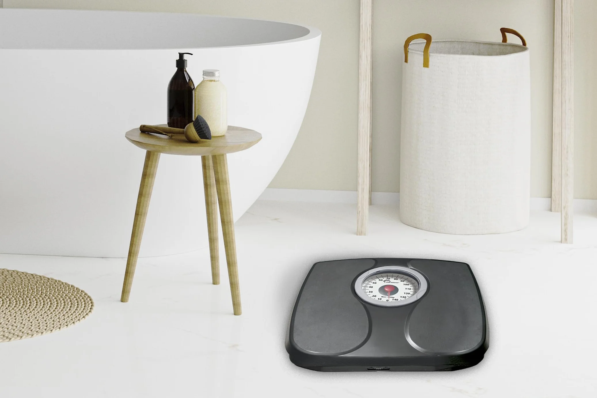LITTLE BALANCE 8727 Confort 150, Pèse-personne mécanique, Balance avec écran XL, Forme compacte, 150 kg, Anthracite