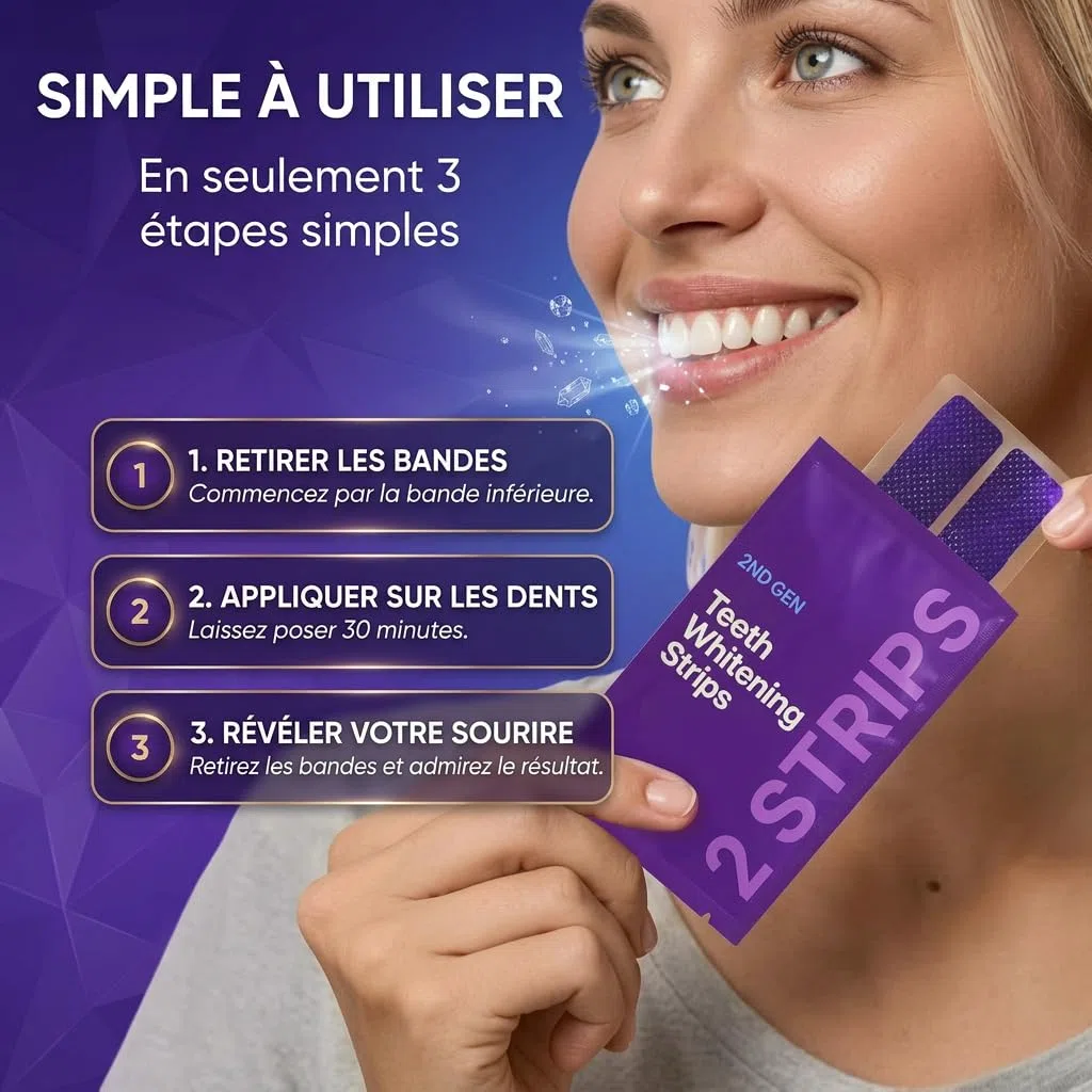DrDent PURPLE WHITENING STRIPS, Bande Blanchiment Dentaire Violet sans Peroxyde, 42 Bandes Blanchissantes Dents avec Formule PAP+ pour un Sourire Éclatant à la Maison (1 Stück - 14pc)
