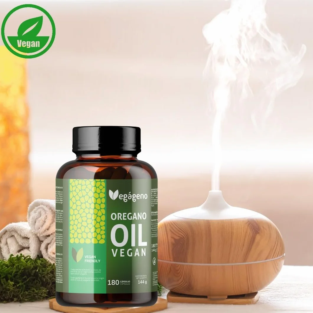 VEGAGENO - Huile Essentielle Origan | 180 Gélules Végétales, Complément Alimentaire à L'huile D'olive Extra Vierge et à L'huile Essentielle D'origan avec Oméga 9 et Carvacrol | Oregano Oil
