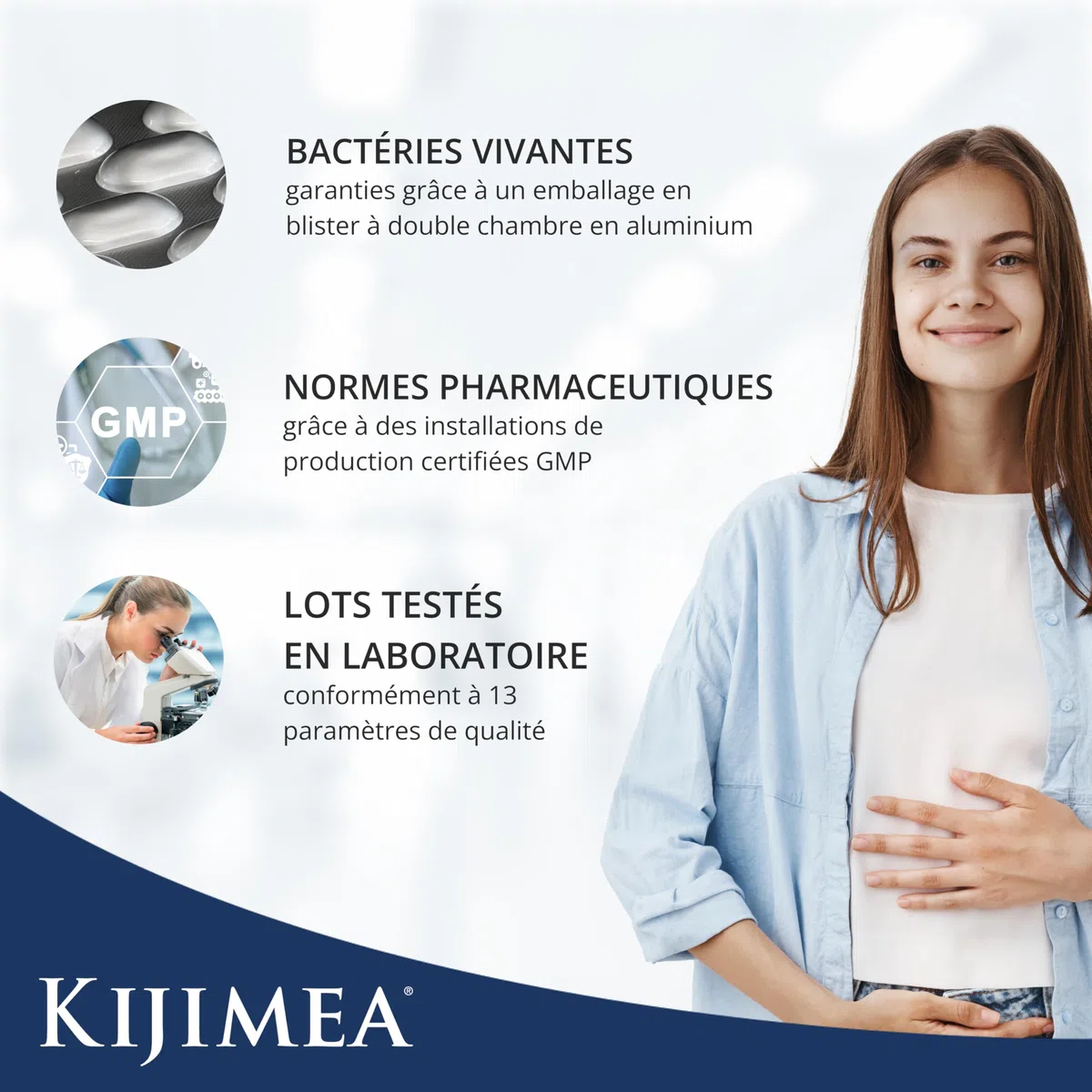 Kijimea® K53 Advance – Gélules de bactéries intestinales à haut dosage | 53 souches de microcultures sélectionnées dans la flore intestinale | avec biotine | >500 milliards d’UFC par boîte 28 gélules
