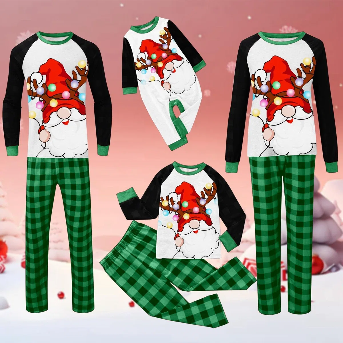 Pyjama Noël Famille Grande Taille Ensembles de Pyjama Noël Chaud Costume Famille Pyjamas Impirmé de Couple Ensemble Femme Homme Printemps Automne Hiver Deguisement Mere Noel