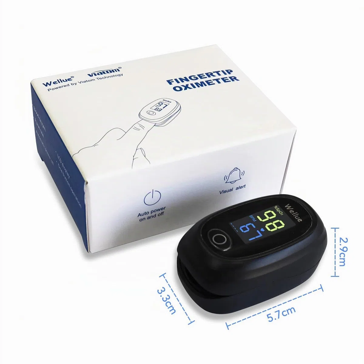 Oxymètre de Pouls, Oxymètre de Doigt, Pulsoximetre, Mesureur de saturation en Oxygène au doigt, Saturomètre Portable avec Moniteur de Fréquence Cardiaque pour Mesurer SpO2, PR, Piles Inclus Noir