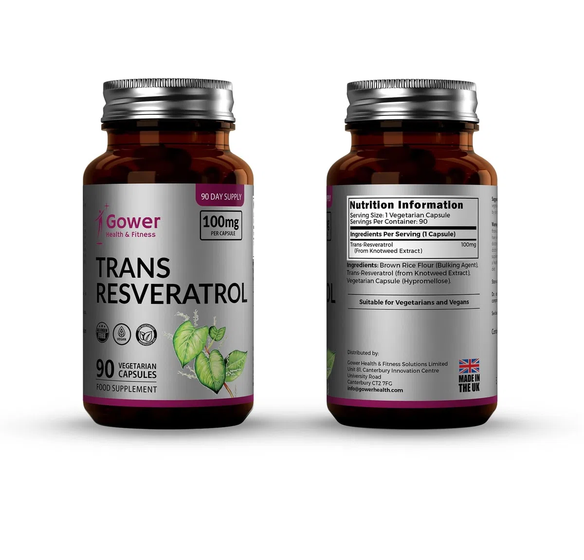 GH Resveratrol | 90 Supplément de Resvératrol Haute Concentration - 100 mg de Trans Resveratrol par Portion | Antioxydant à base de Renouée du Japon | Ni OGM Ni Allergènes | Fabriqué au Royaume-Uni