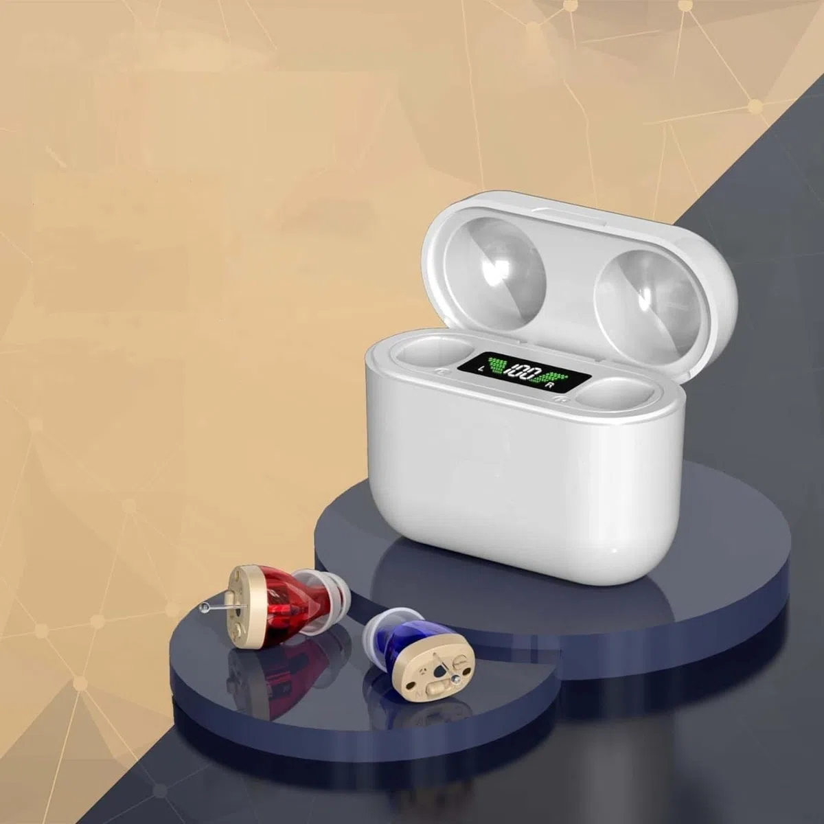 Rechargeable pour personnes âgées - Couple personnel numérique (CIC) PSAP Intra-auriculaire avec qualité sonore supérieure, réduction intelligente du son, affichage de la puissance