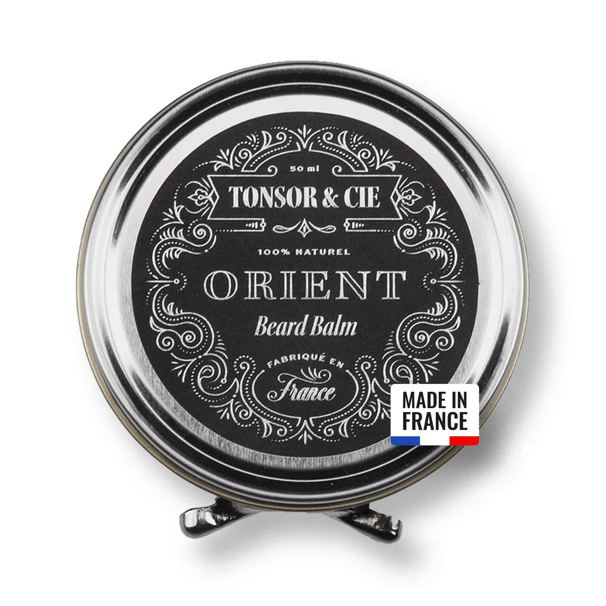 Tonsor & Cie - Baume à Barbe Orient 50 ml - Soin Barbe Hydratant & Disciplinant - Beurre de Karité, Cire d’Abeille & Vitamine E - Parfum Ambre Rouge & Vanille - Naturel - Formulé et Fabriqué en France