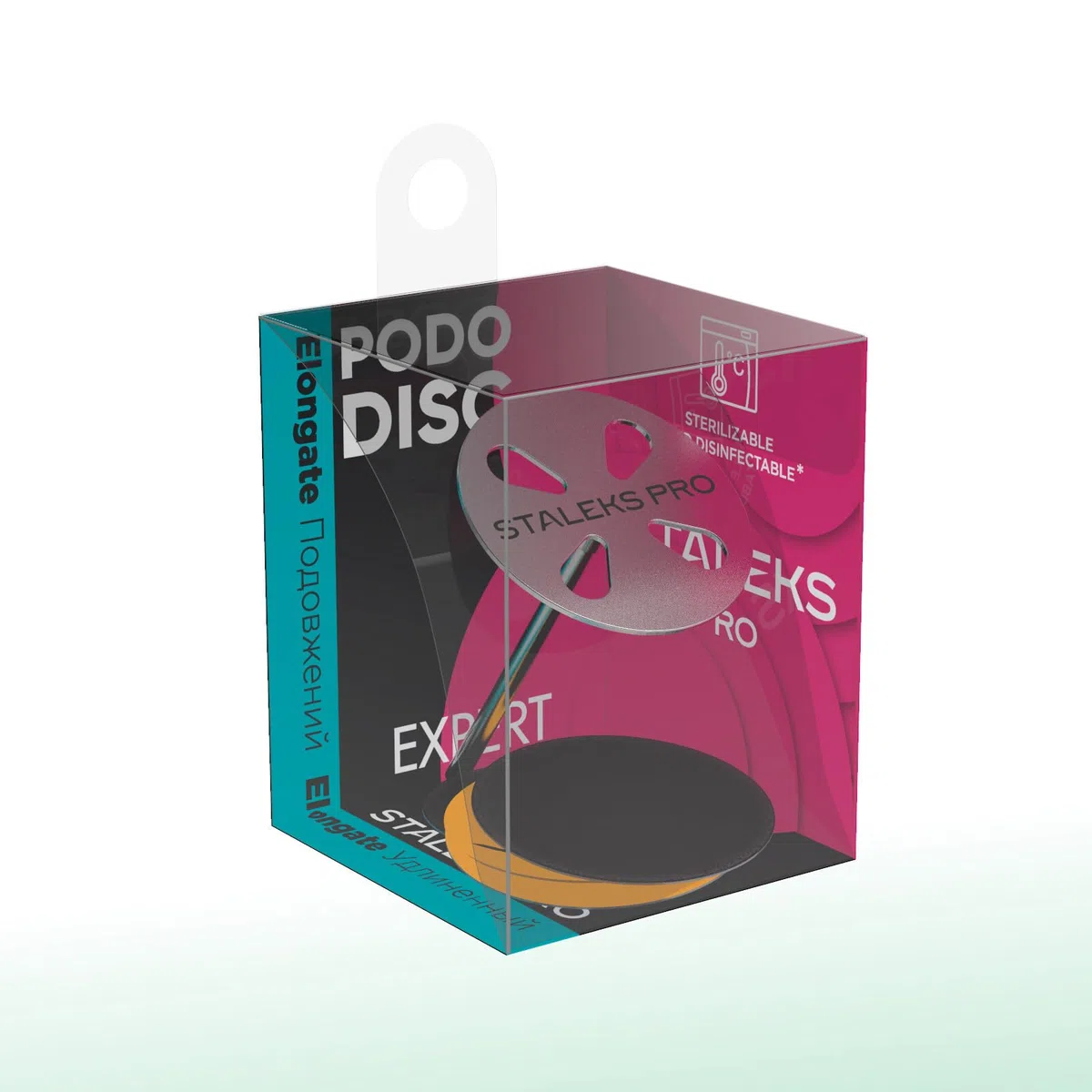 Staleks Pododisc EXPERT Disque de pédicure en acier inoxydable rallongé + 5 tampons adhésifs jetables 180 g Diamètre 25 mm