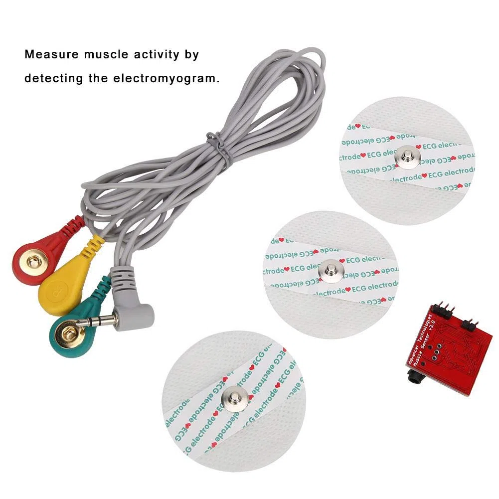 EMG Capteur Musculaire, Capteur Électromyographique, Système D’Analyse Du Signal Musculaire Avec Ligne de Connexion Emg + Ventouses de Test, pour La Mesure Et Le Suivi de L’Activité Musculaire