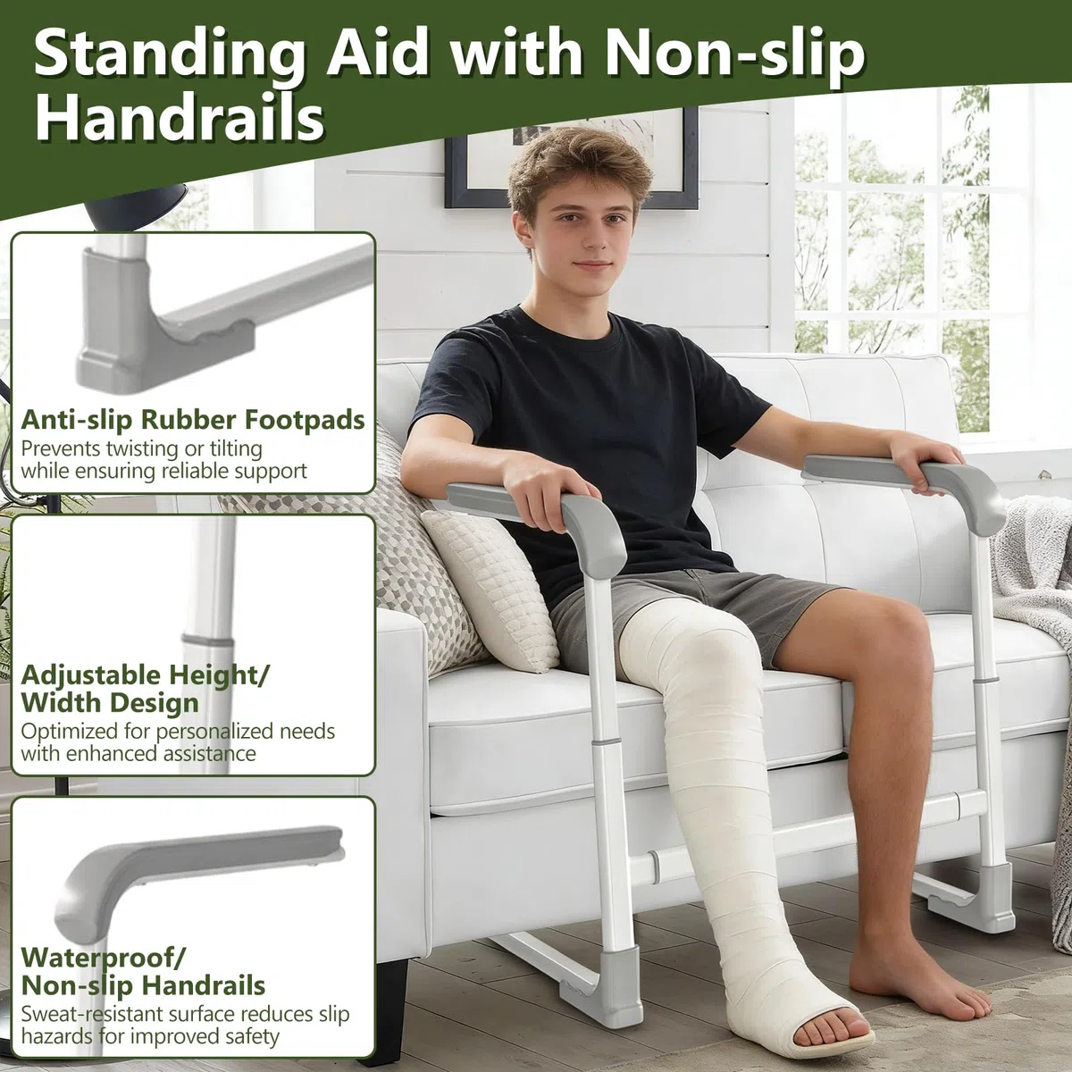Aide pour Se Lever du Lit, Barre d'appui pour Se Lever, Aide de Hauteur et de Largeur Réglables, Aide au Levage de Canapé, Ergonomique pour Canapé pour Patients, handicapés