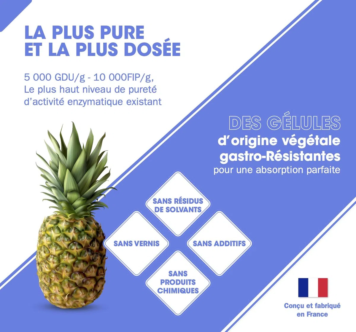 Laboratoires SOLAGE Bromélaïne Pure Ultra Concentrée 5 000 GDU/gr Extrait Naturel d'Ananas Digestion Tendons Récupération Immunité Ligne Vegan Fabriquée en France 60 Gélules