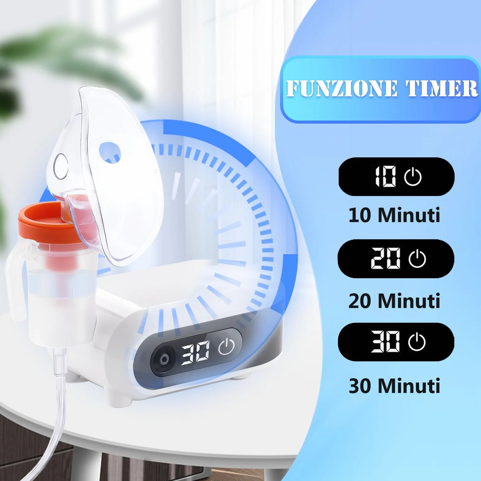 Nebulisateur pour Adultes Enfants Bébé - Nébuliseur Aerosol Portable avec LED Affichage, Inhalateur Electrique avec 2 Masques et Embout Buccal