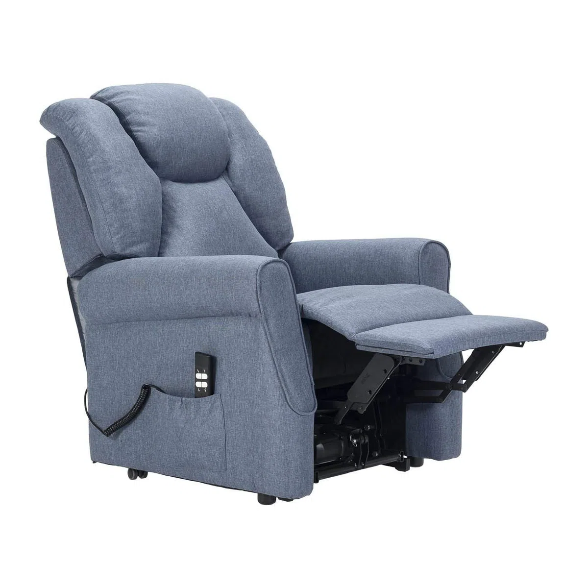 Angela 2 Moteurs Fauteuil releveur Relax Dispositif Médical système de Roue Doux siège à Micro-Ressorts résistant aux Taches fauteuils inclinables Bleu Denim