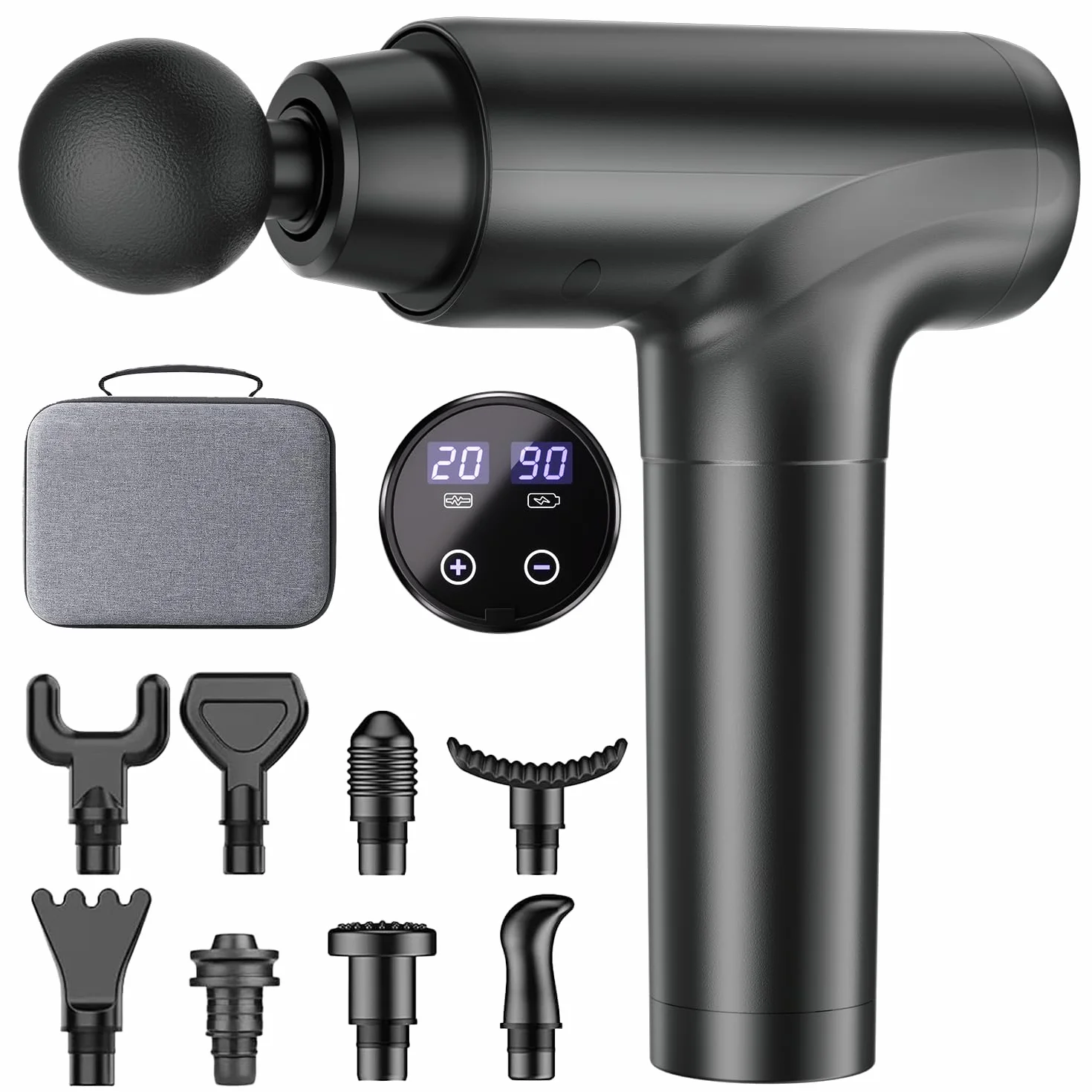 cotsoco Pistolet de Massage Musculaire Silencieux, 9 Têtes, 20 Vitesses, Massage Gun pour Récupération Musculaire, Détente, Cadeau Anniversaire Femme et Homme