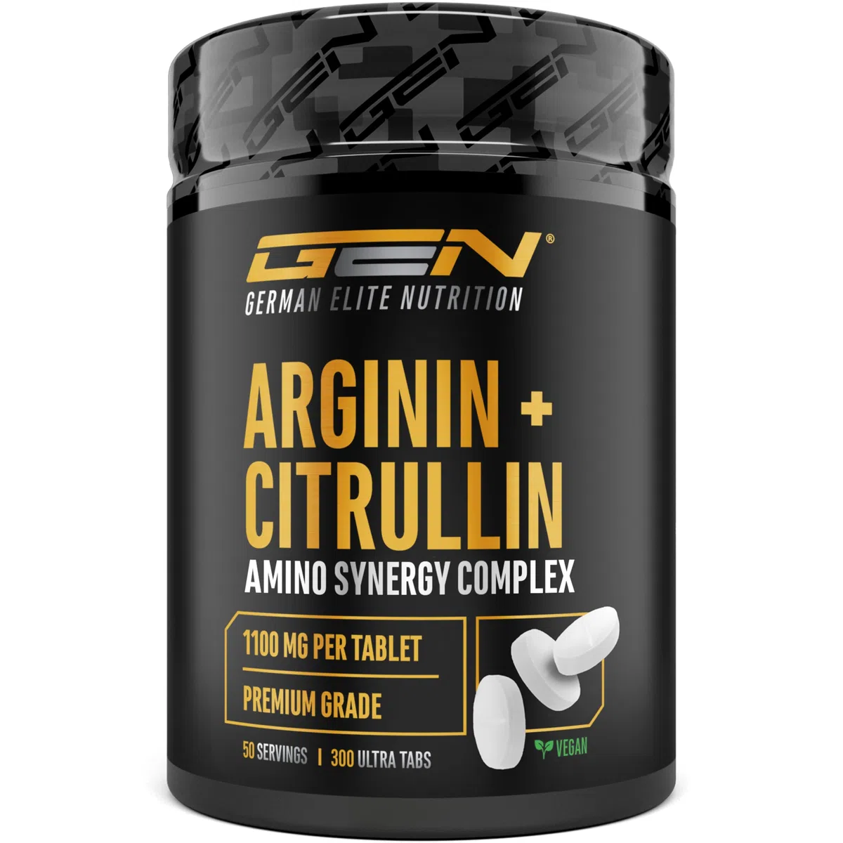 L-arginine + L-citrulline Ultra comprimés - 300 comprimés avec 1100 mg - Association à haute dose de L-arginine base et L-citrulline malate 2:1 - Végan