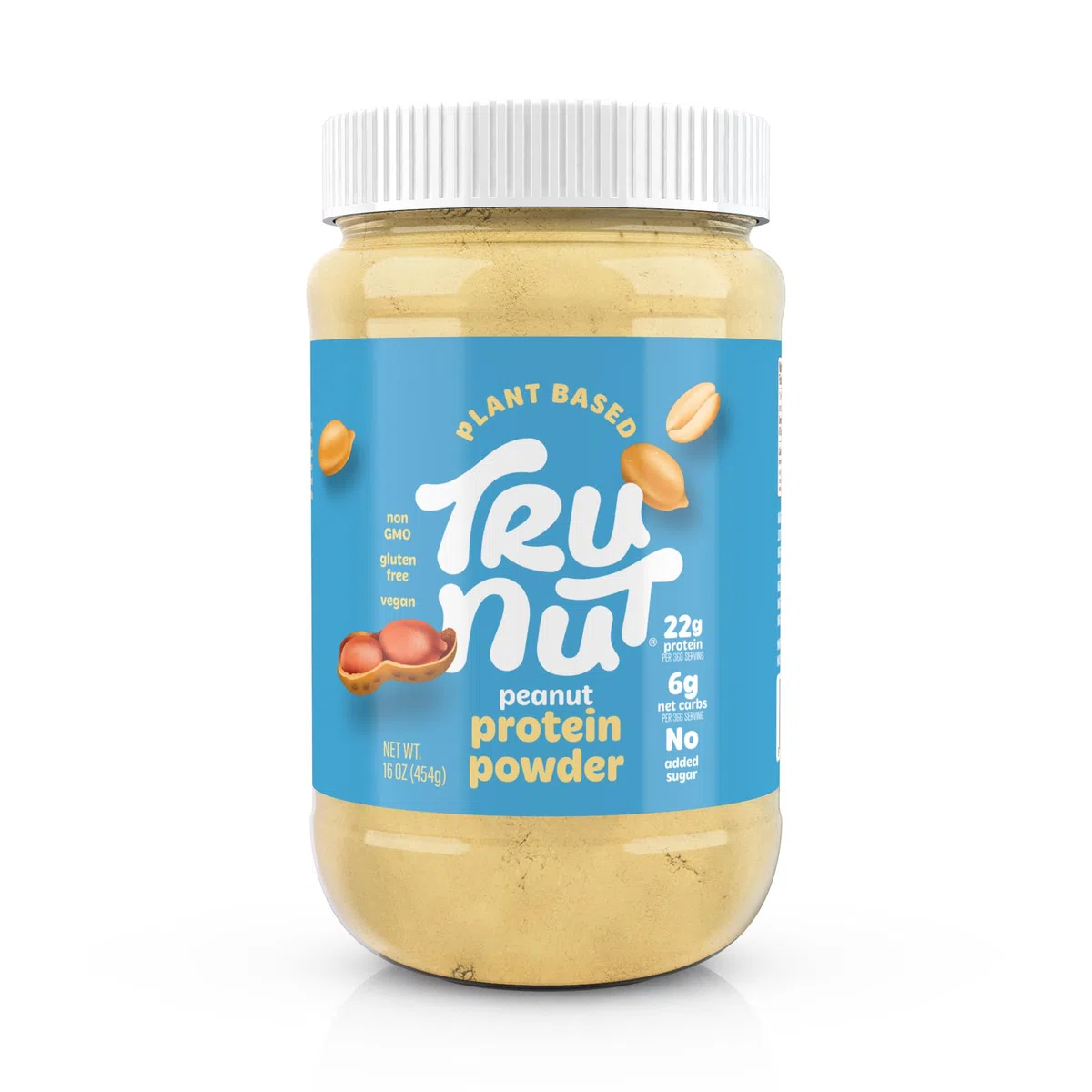 Tru-Nut Poudre de Protéines de Cacahuete, 454 g - 61% de protéines végétaliennes - sans édulcorants - idéal pour les smoothies et les shakes protéinés - sans gluten