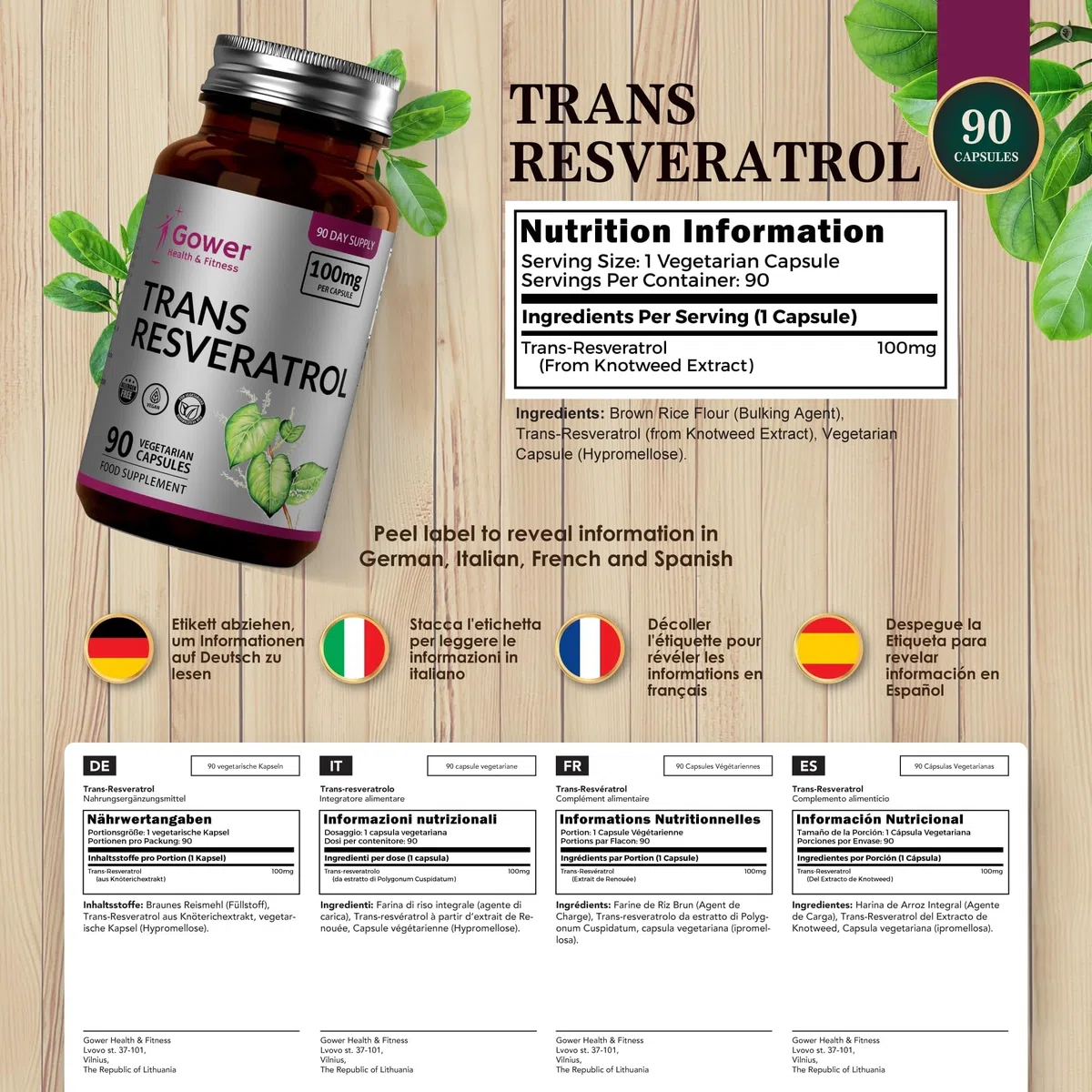 GH Resveratrol | 90 Supplément de Resvératrol Haute Concentration - 100 mg de Trans Resveratrol par Portion | Antioxydant à base de Renouée du Japon | Ni OGM Ni Allergènes | Fabriqué au Royaume-Uni