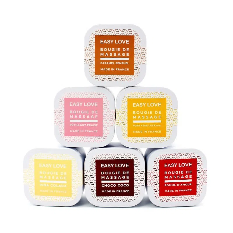 Bougie de Massage Easy Love – Parfum Fraise Pétillante – 54g – Huile de Massage Tiède Gourmande – Made in France – Ingrédients Naturels – Format Voyage – Détente et Sensualité