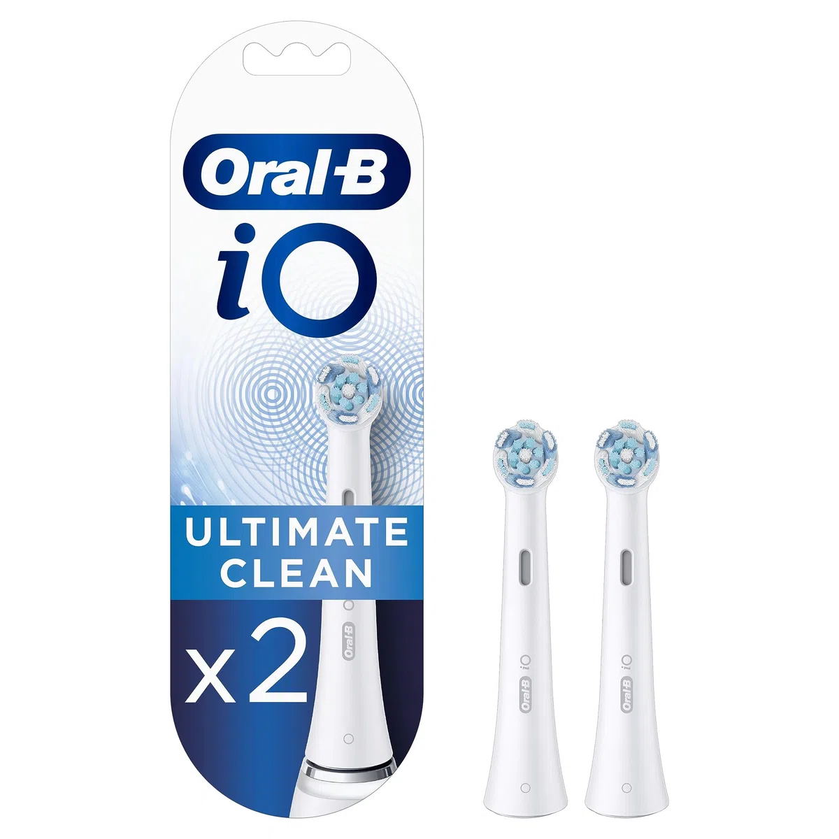 Oral-B iO Ultimate Clean, Embout, Pack de 2 Brossettes de Rechange, pour Brosse à Dents Électrique Jusqu’à 100% d’élimination de la Plaque Dentaire, Blanc