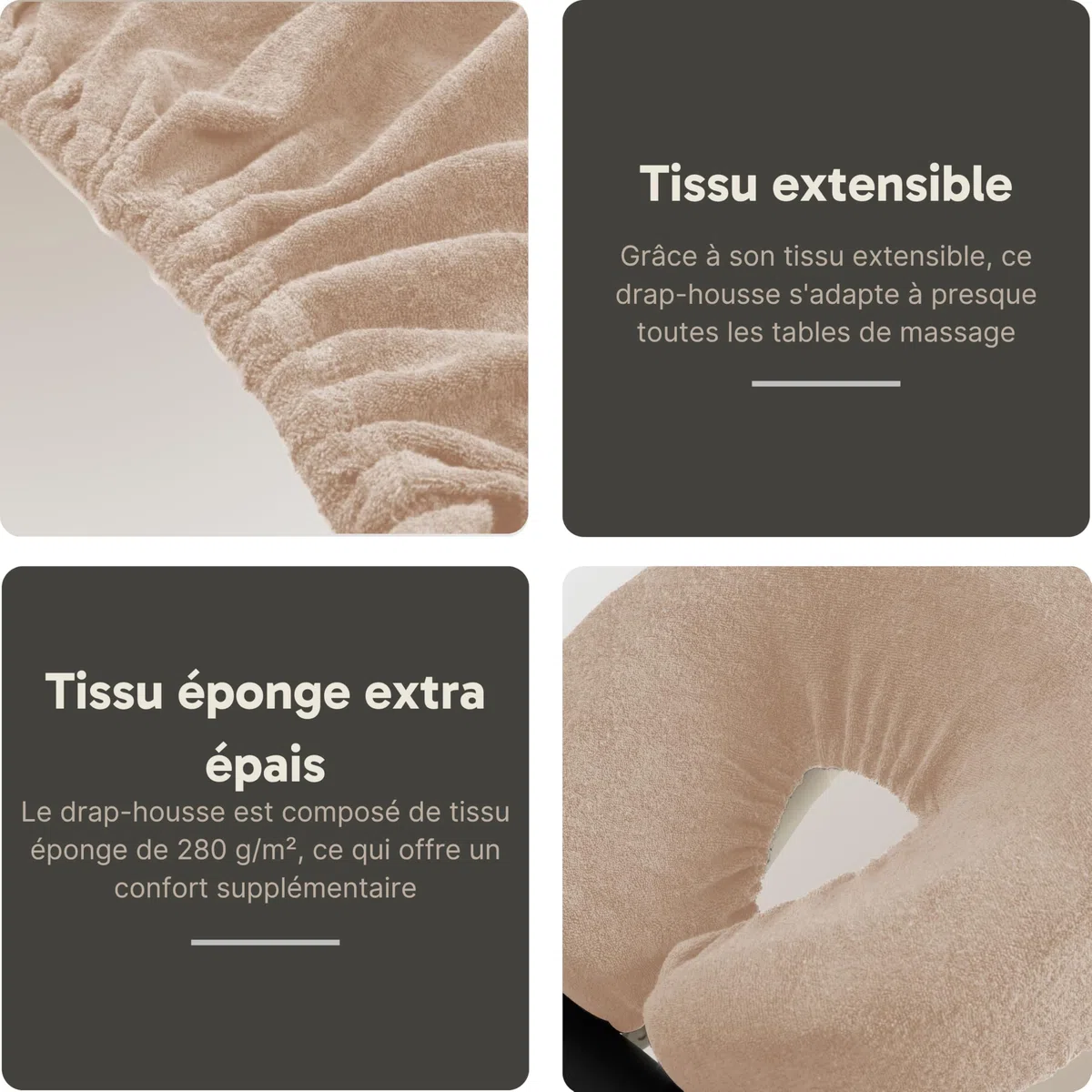 Housse pour têtière en Tissu éponge Marron-Clair - 2 unités - Protège-têtière Professionnel