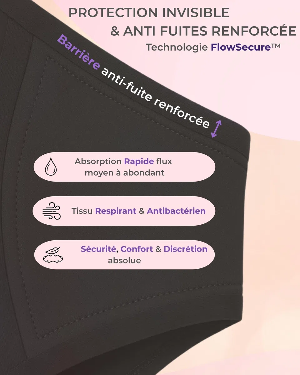 Lot 3 Culottes Menstruelles Sans Coutures | Effet Seconde Peau Invisible Seamless | 4 Couches Ultra Absorbantes avec Bords Renforcés Anti-Fuites | Culottes de règles Lavables Réutilisables & OEKO-TEX