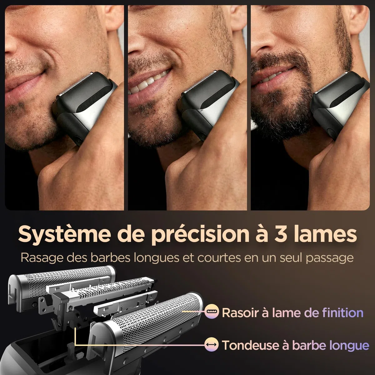 Rasoir Electriques Hommes, Yineel VT100 Mini Rasoir à Lames avec 3 Lames Flottantes, Étanche IPX7, USB-C Recharge, Compact et Portable, avec Étui de Rangement, Cadeau pour Hommes