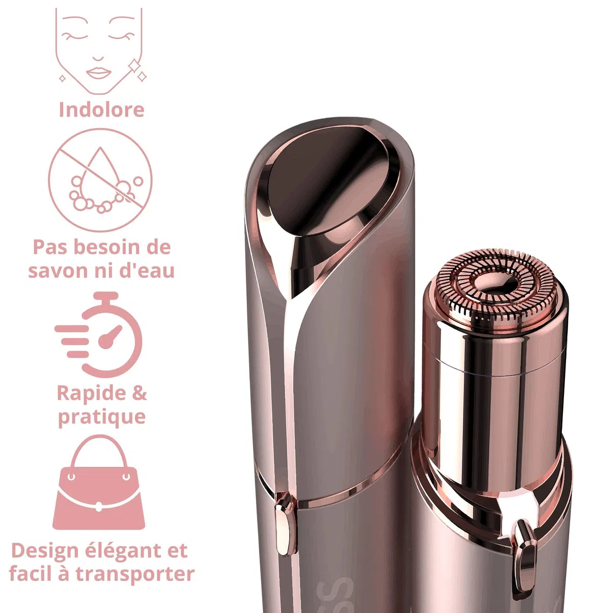 Finishing Touch Flawless Face, Eliminateur De Duvet Visage Rechargeable Nouvelle Génération, Doux Et Sans Danger, Blush, 1 Têtes Des Remplacement