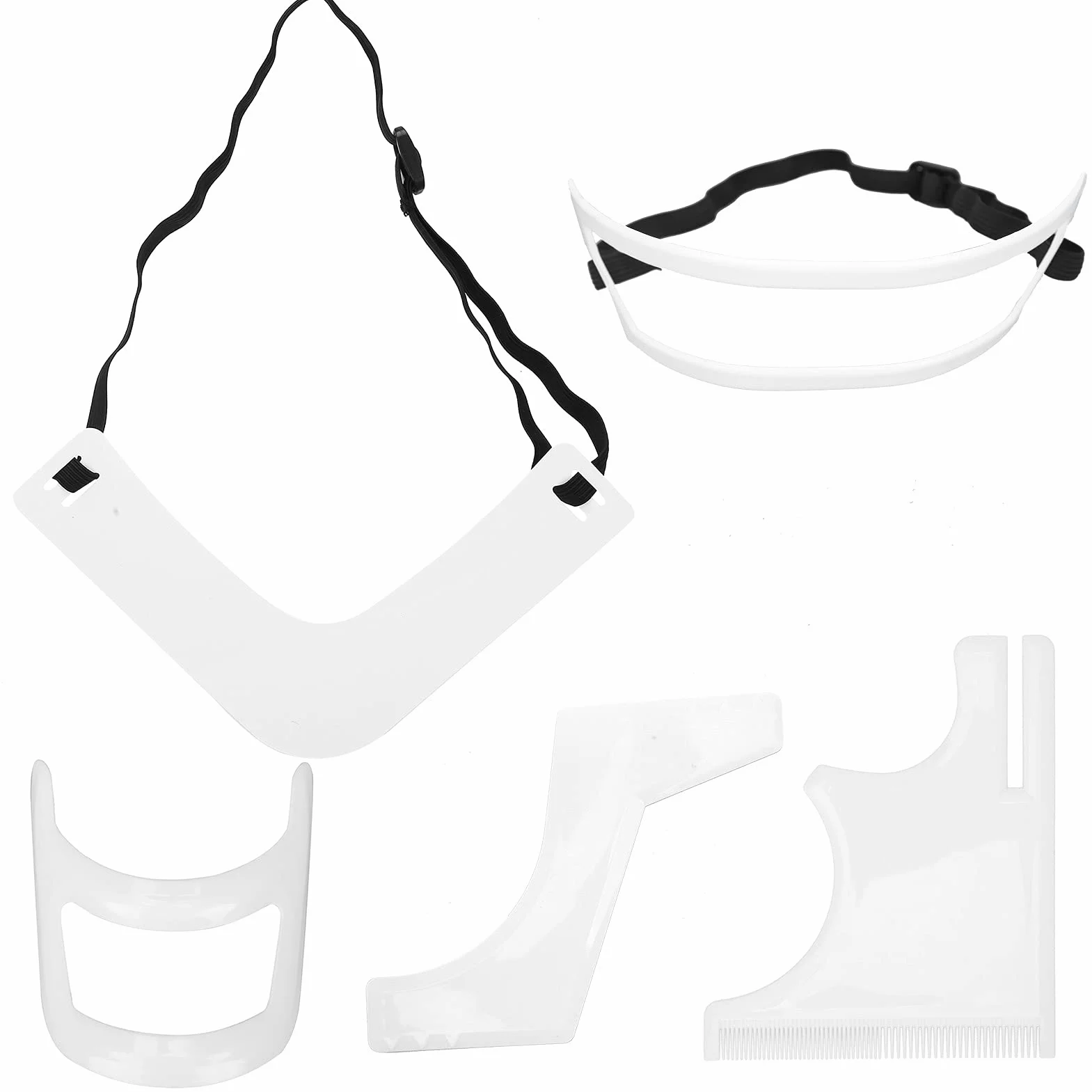 5PCS Kit D'outils de Mise en Forme de Barbe pour Hommes, Ensemble de Modèles de Guide de Barbe Modèle de Délié Pochoir Modèle de Rasage de Bord de Moustache Toilettage Coupe de Barbe Styling Kit D'out