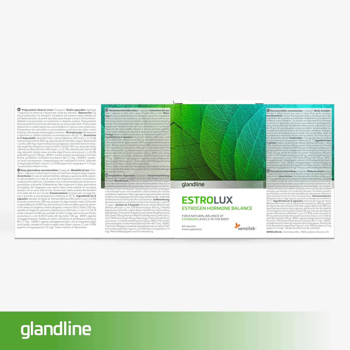 Sensilab Estrolux - Équilibre Hormonal Femme, 120 Gélules | Iode, Chlorella, Mélisse, Algues Brunes, la Vitamine B6 contribue à réguler l'Activité Hormonale