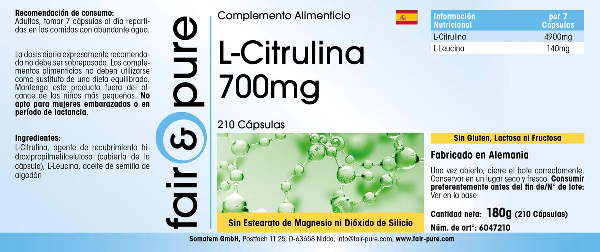 Fair & Pure® - L-Citrulline 700mg - végan - 210 gélules