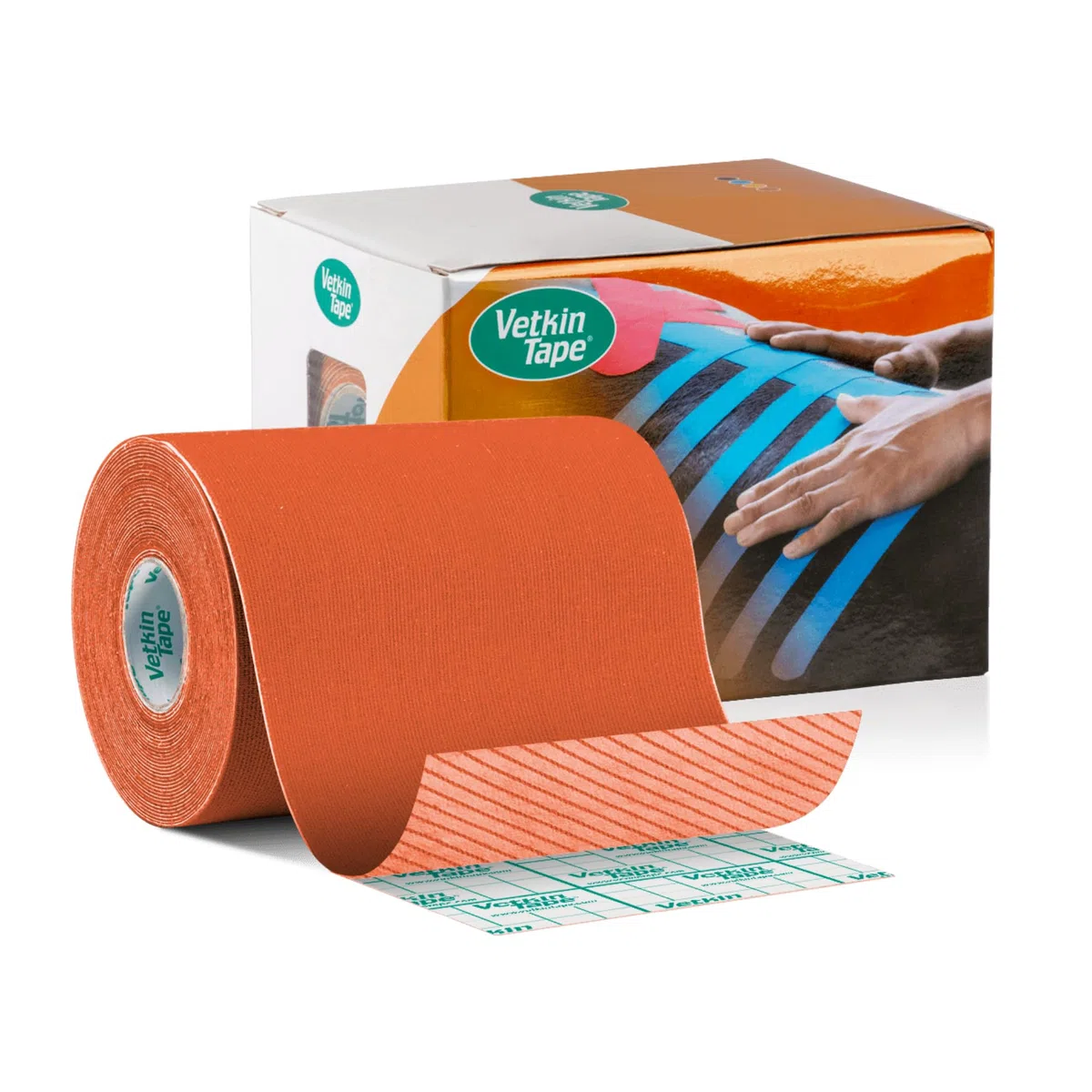VetkinTape Bande de kinésiologie vétérinaire 10 cm-5 m | Bande de kinésiologie pour Chevaux et Chiens | sans Latex et certifié TÜV | Lot de 1 Rouleau | Orange
