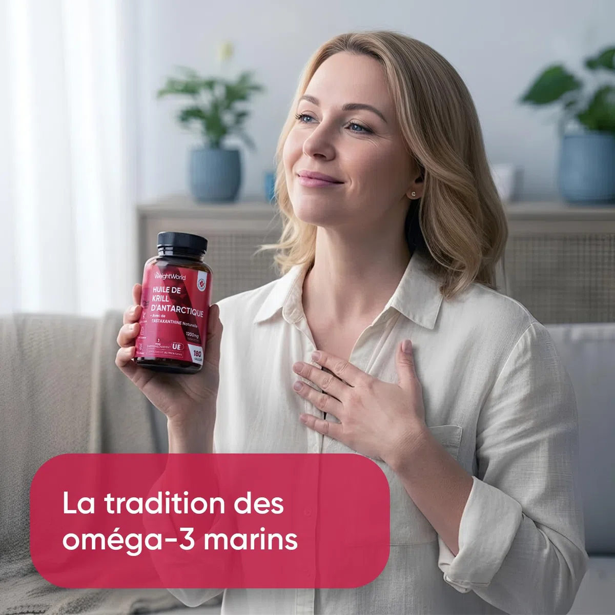 Huile de Krill d'Antarctique 1200mg Oméga 3 DHA EPA - 180 Gélules
