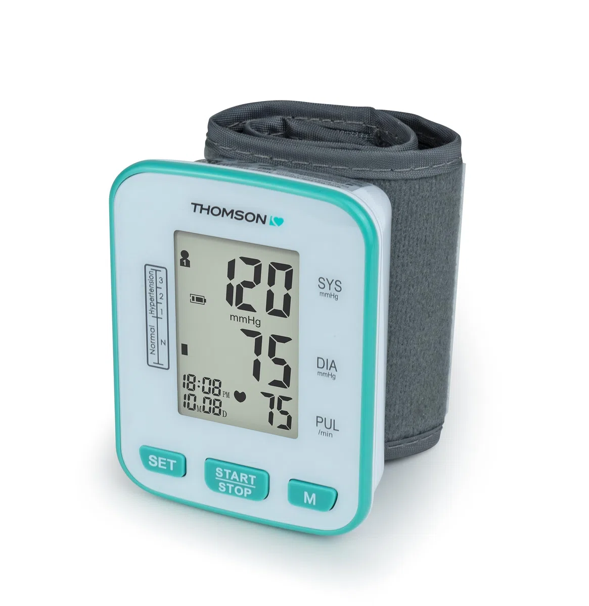 THOMSON Tensiomètre Poignet Cardio W5 – Mesure Automatique Électronique Précise – Détection d'Arythmie – 2x60 Mémoires – Compact – Certifié CE MDR (UE 2017/745)