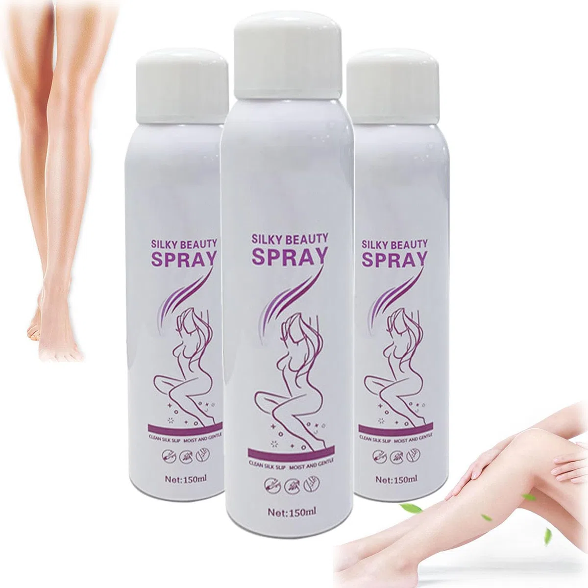 Spray D'épilation De Beauté Soyeuse, Mousse De Pulvérisation D'épilation, Mousse D'épilation, Crème Dépilatoire, Dépilador De Pulvérisation De Beauté Soyeuse De 150 Ml (3pcs)