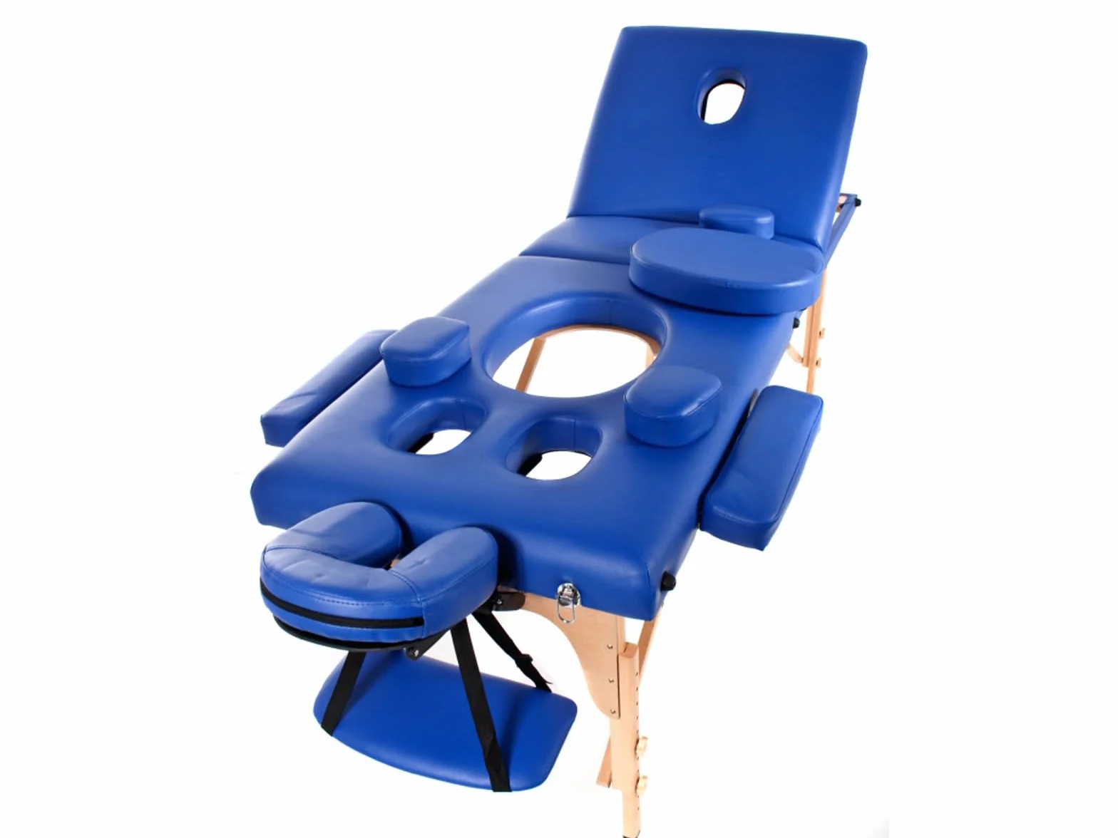 QUIRUMED Table de Massage Grossesse Pliable, 194 x 70 cm, Blanc, Bois, Simili-Cuir, Trou pour barrière, Trou du Visage, tête Amovible, jusqu'à 150 kg