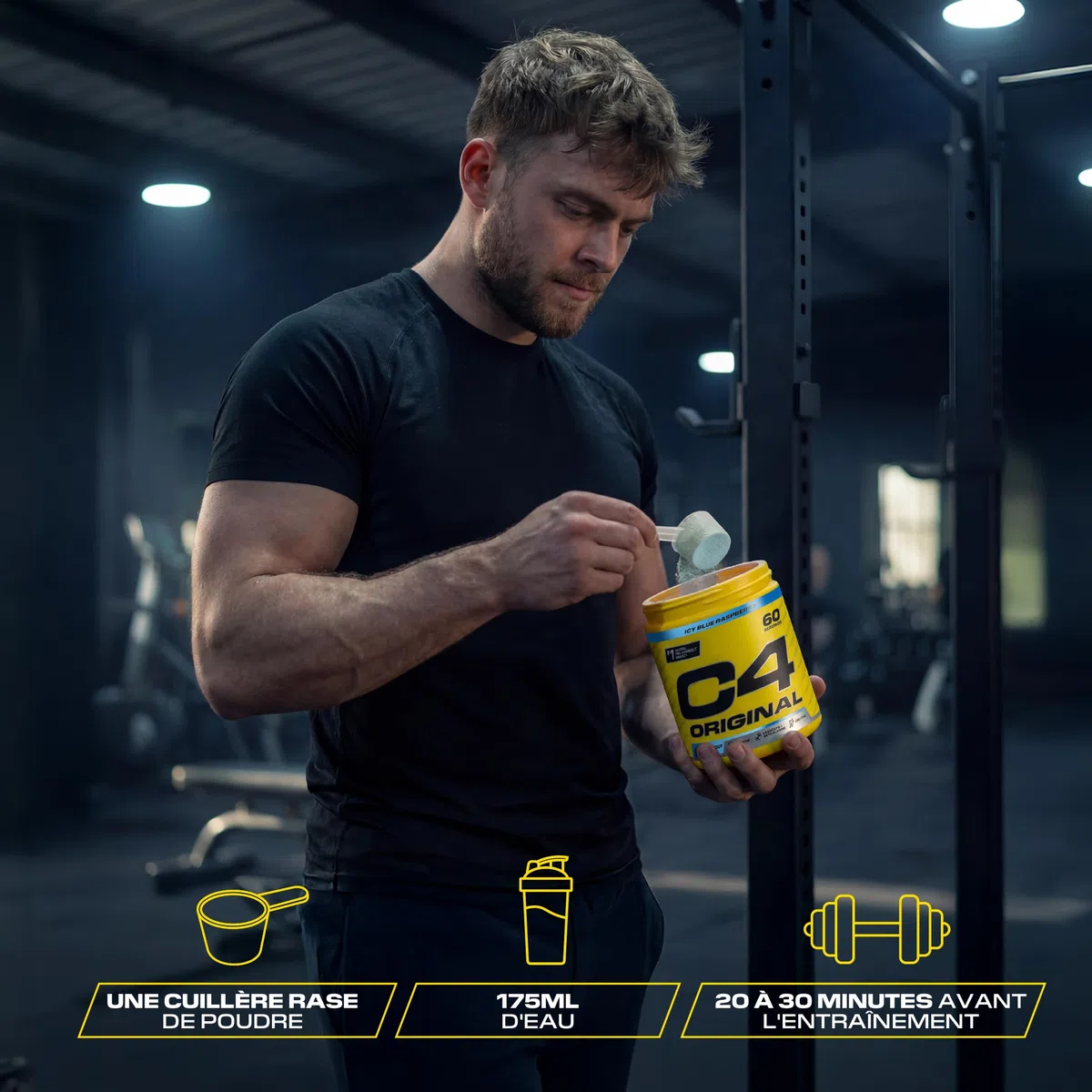 C4 Original Pre Workout Powder, Cola, 60 portions | Boisson énergétique en poudre sans sucre avec 150mg de caféine, 1500mg de créatine monohydrate, 1600mg de bêta-alanine.
