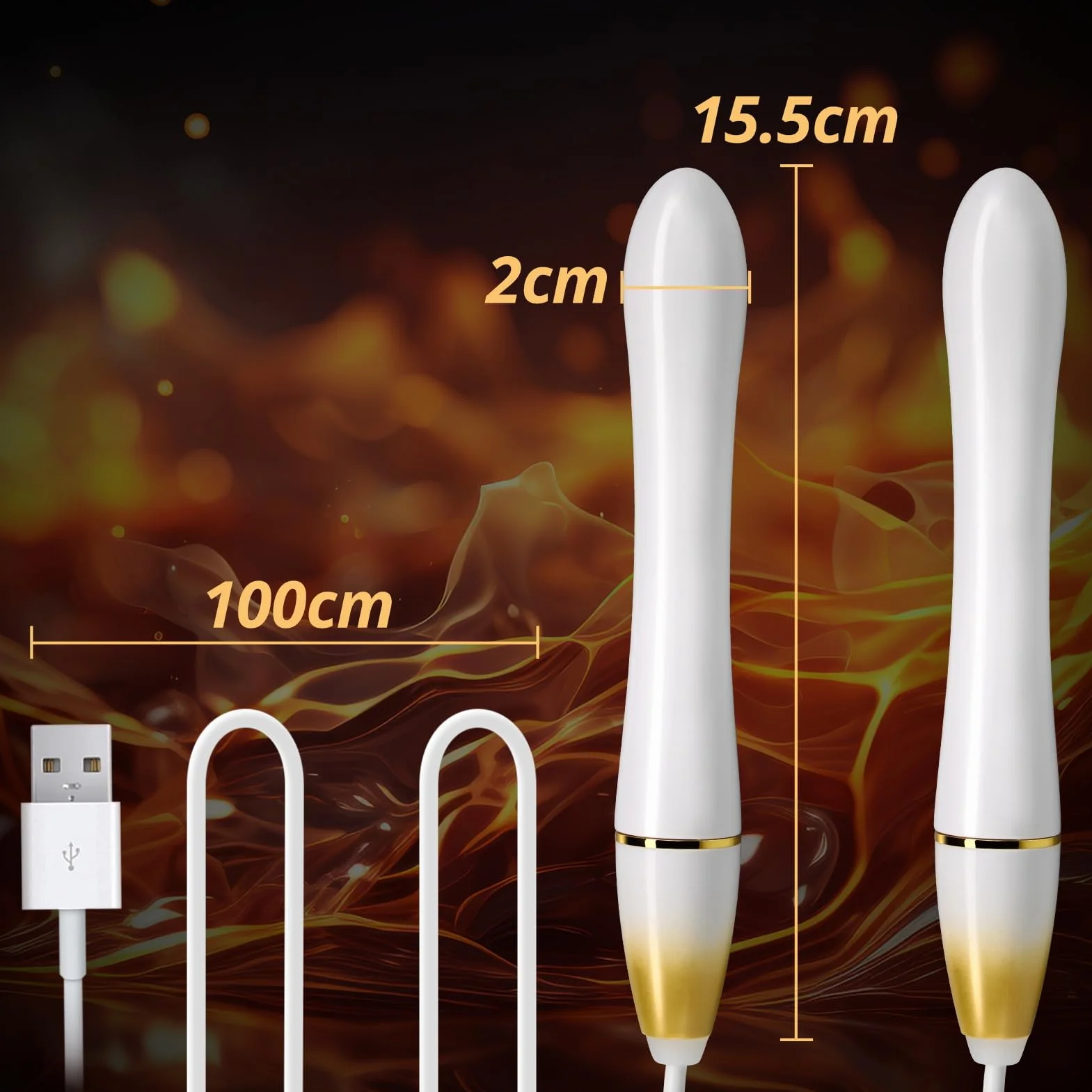 SXOVO Tige Chauffante Double pour Masturbateur Homme Chauffage USB pour Poupée Sexuelle Adulte Silicone Tiges Chauffantes qui Chauffent Vagin et Tunnel Anal Sex Toýs Homme (Blanc)